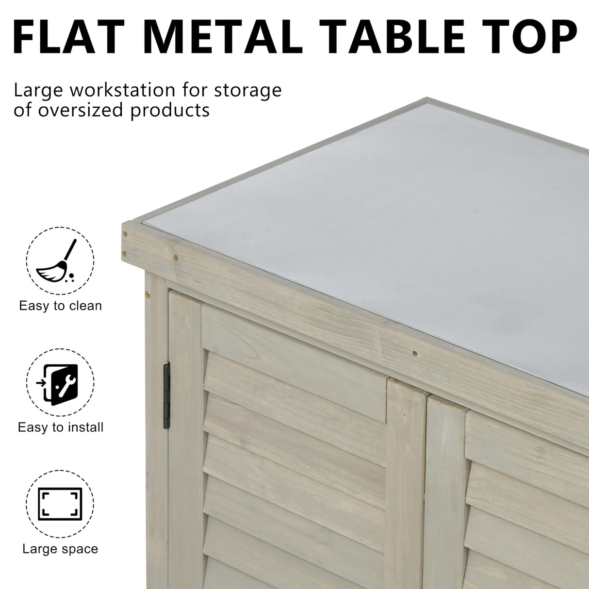 Potting Bench with Storage Cabinet and Metal Table Top for Outdoor Patio, Garden Furniture Wood Workstation (Accent Grey, 31x17x36) Mederla
