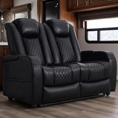 AZXZCS RV Loveseat Recliner, Wall Hugger Recliners Sofa PU Leather with Removable Armrests and Pillows for RVs, Living Rooms, and Home Theaters (Brown, Row of 2)
