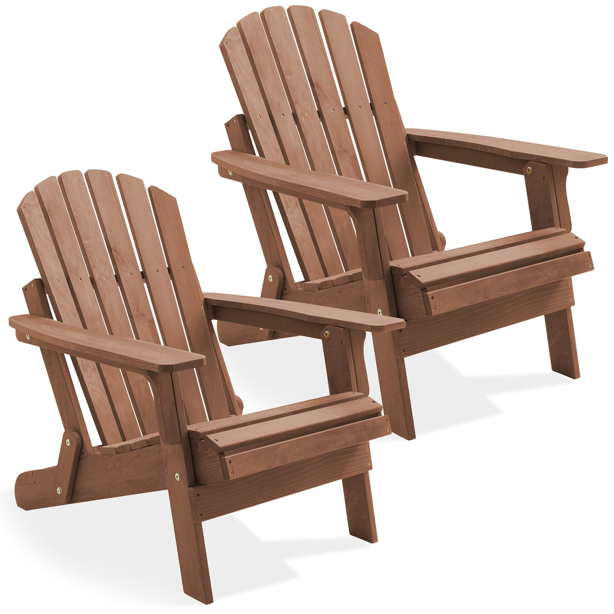 Casafield Oversized Folding Adirondack Chair, Set of 2 Cedar Wood Outdoor Fire Pit Lounge Chairs for Patio, Deck, Yard, Lawn and Garden Seating, Partially Pre-Assembled - Espresso Casafield