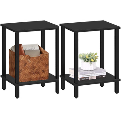 TUTOTAK End Table, Set of 2, Side Table, Nightstand, 2-Tier Storage Shelf, Sofa Table for Small Space, Living Room, Bed Room TB01BK035