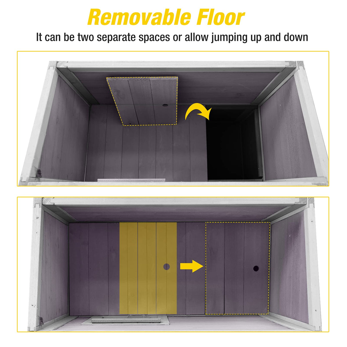 Aivituvin 2 Story Cat House Enclosure with Large Balcony, Indoor Cat Condo Outdoor Cat Shelter, Wooden Kitty Home with PVC Door Strip Aivituvin