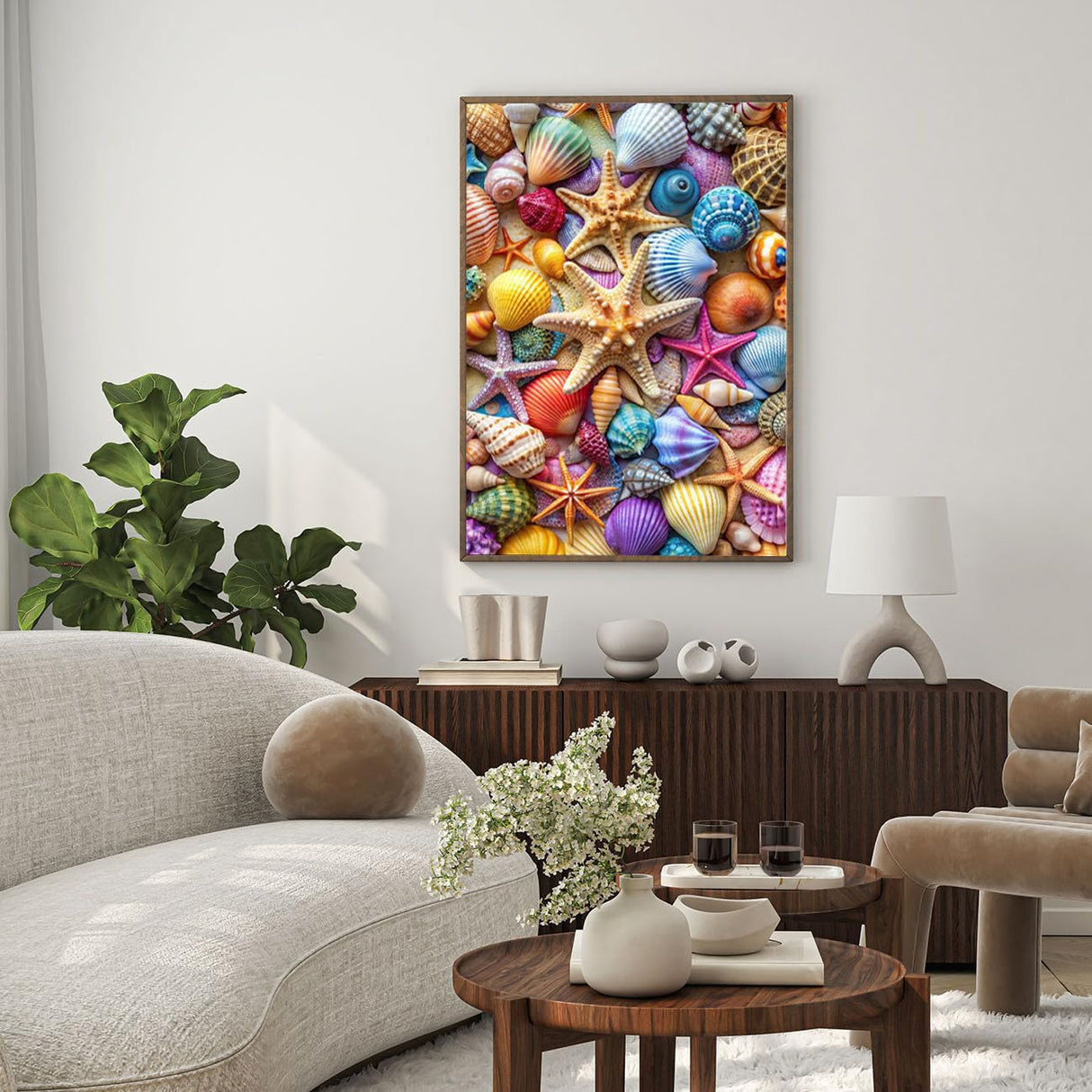 Jigsaw Puzzles for Adults 1000 Pieces-Colorful Seashell and Starfish, 1000 Piece Puzzle for Adults with Letter on Back No Dust, with 1:1 Poster(27.6"x19.7") kepovin