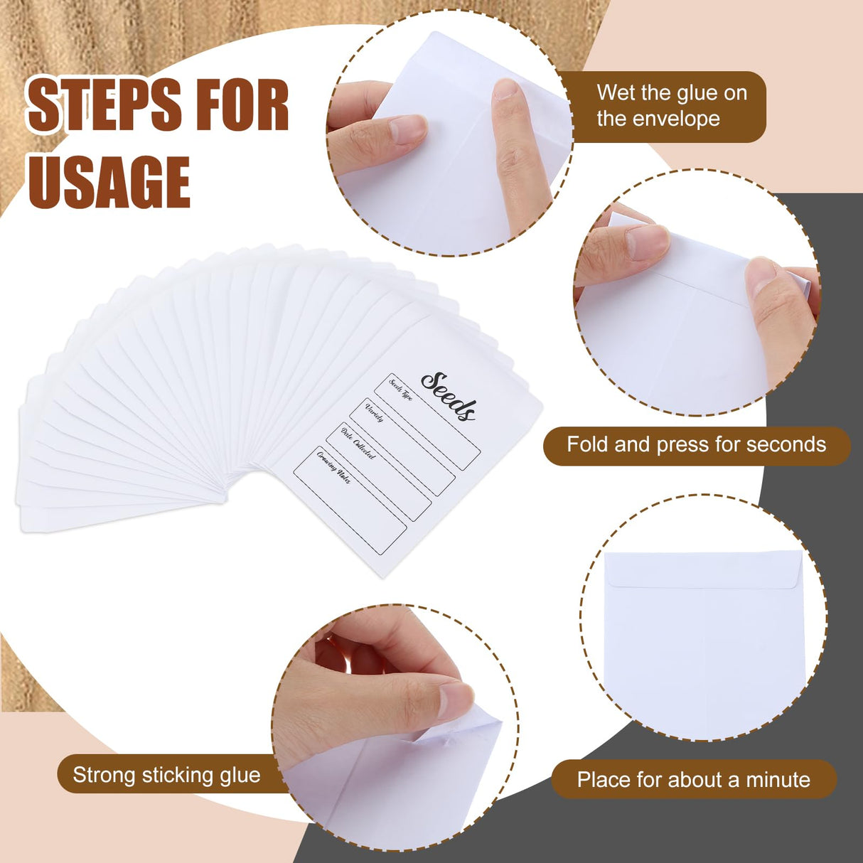 Skybooly Seed Storage Box with 3 Dividers Seed Organizer Box Seed Container with Clear Window Sturdy Garden Seed Packet Container with 100 Plant Labels 50 Seed Envelopes 2 Marker Pens for Seed Saver Skybooly