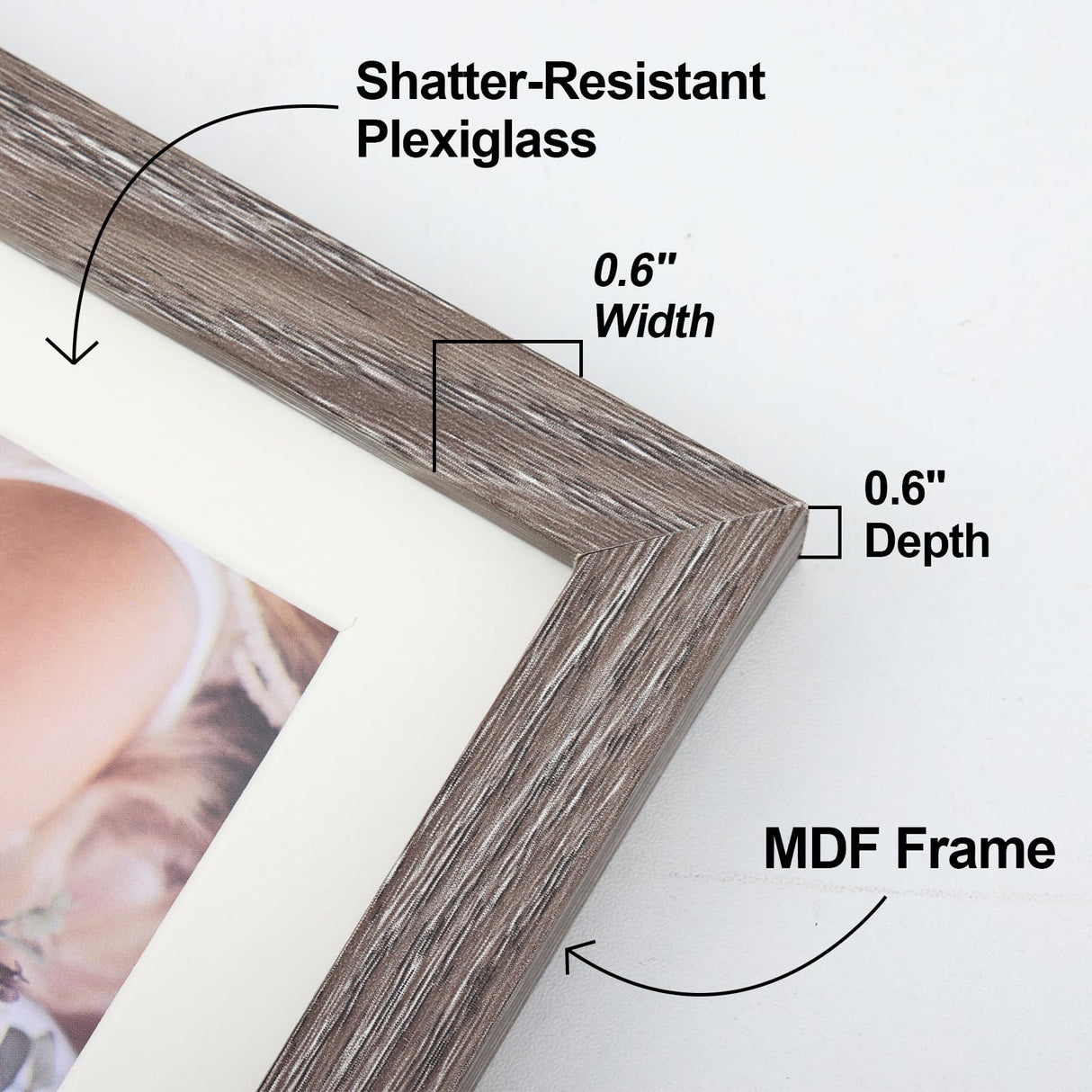 Fixwal Picture Frames Set, 15 Pack Wall Frame Set in 3 Different Finishes with Mat for Multiple Sizes Photos, Three 8x10, Six 5x7, Six 4x6 for Wall Gallery Decor, Hanging or Tabletop Display Fixwal