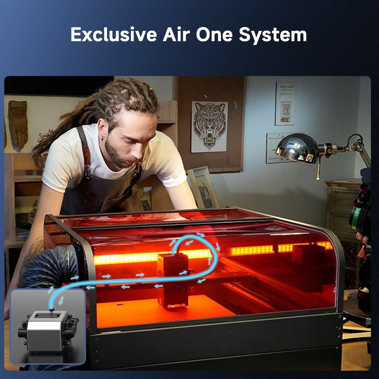 Creality Engraver Enclosed, Falcon2 Pro 60W Output Engraver and Cutter, 25000mm/min Speed Cutter Machine with Air Assist, Auto Fan, Camera Positioning for Wood and Metal Creality