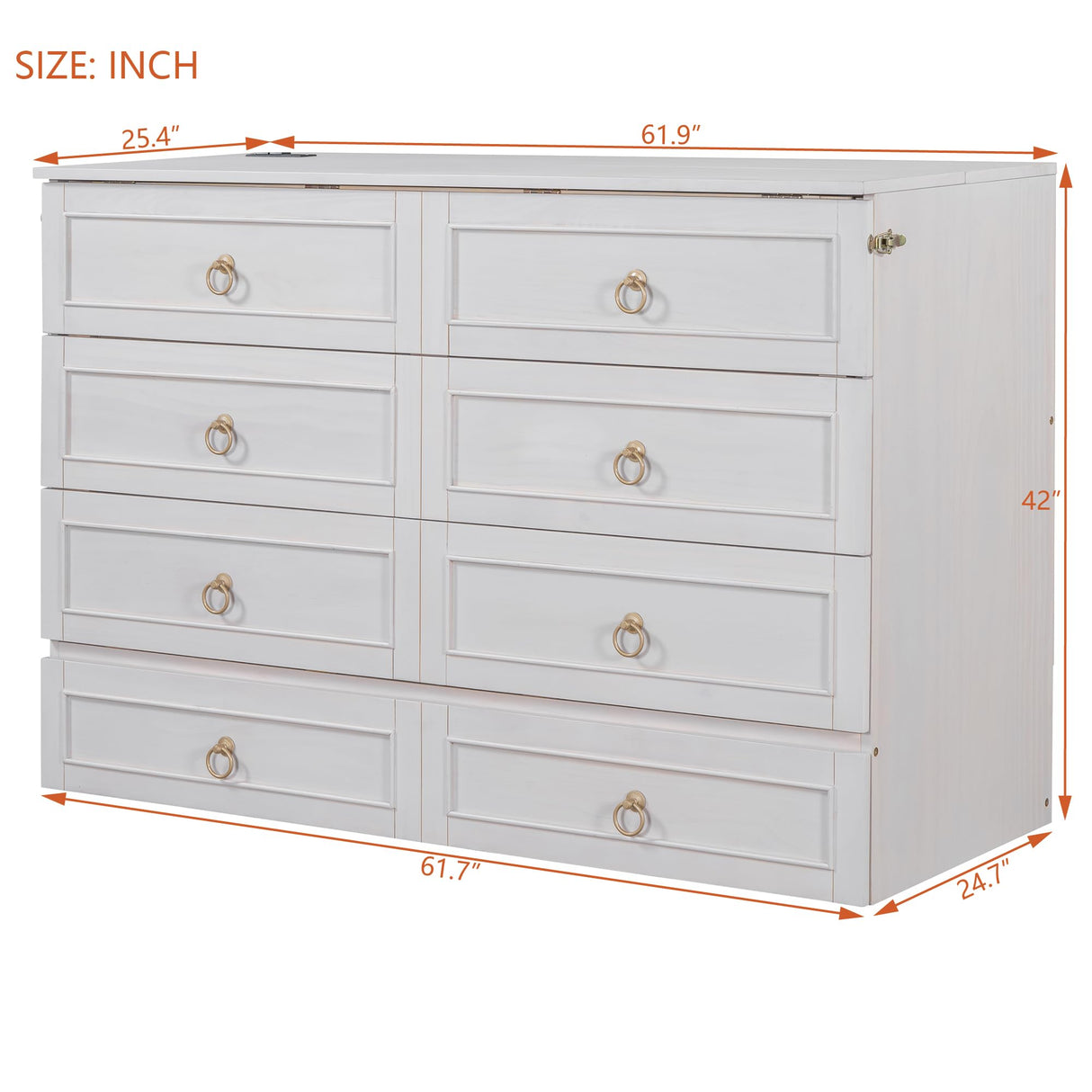 Harper & Bright Designs Queen Size Murphy Bed Cabinet with Large Drawer and USB Ports, Wooden Platform Bedframe, Can Be Convert into Storage Wall Chest, for Bedroom Small Space Office, White Harper & Bright Designs