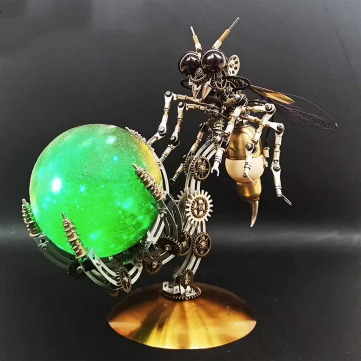 PUOSUO 3D Metal Puzzle for Adults, DIY Mechanical Assembly Wasp Metal Model Kits with RGB Colors Lamps 3D Jigsaw Puzzles Desk Ornament (RGB lightt) PUOSUO