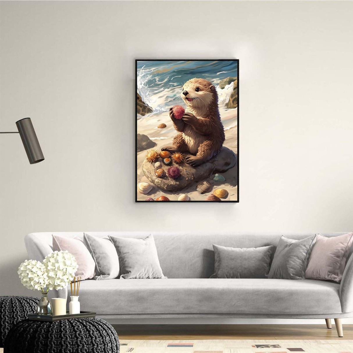 Ginfonr DIY 5D Diamond Art Kits for Adults, Animal Diamond Painting for Adults, Diamond Art Sea Otter Full Drill, Diamond Art Kits Embroidery Rhinestone Craft for Home Wall Decor 12 * 16 Inch Ginfonr