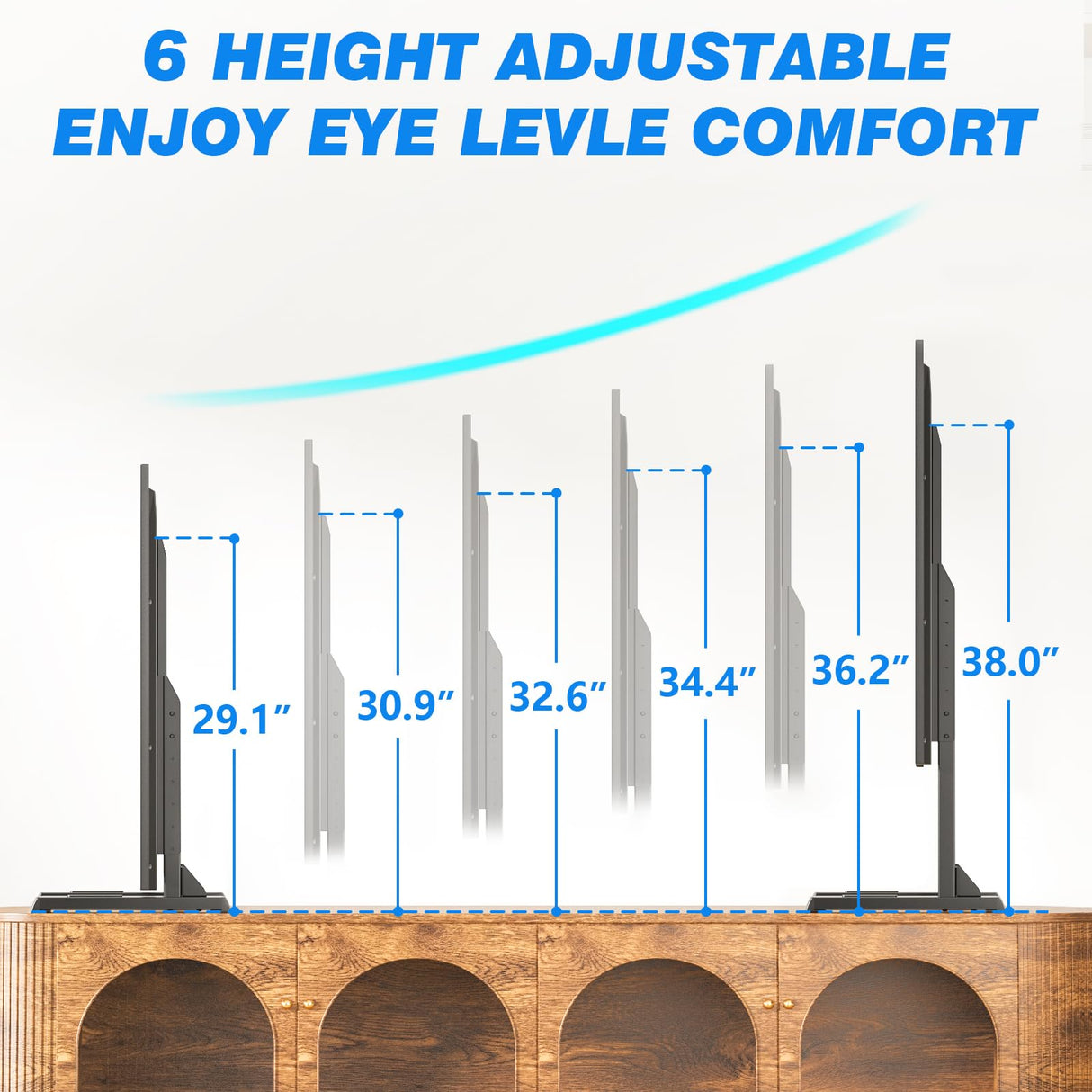 Rfiver Table Top TV Stand with Height Adjustable TV Legs, TV Stands Base with Cable Management for Most 37 to 86 Inch Flat or Curved TVs, Steel TV Feet Holds up to 150 lbs, Max VESA 800x600mm, Black Rfiver