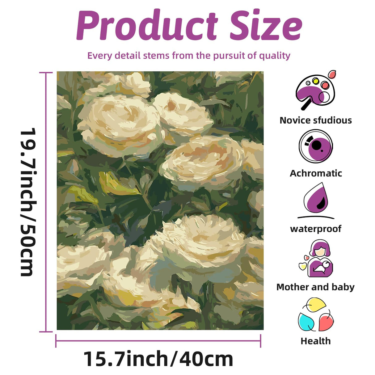 Yunruily Flower Paint by Number Kits for Adults-Flowers Paint by Number for Adults Beginner,White Flower Painting by Numbers on Canvas Gifts Home Wall Decor,16x20 Inch Yunruily