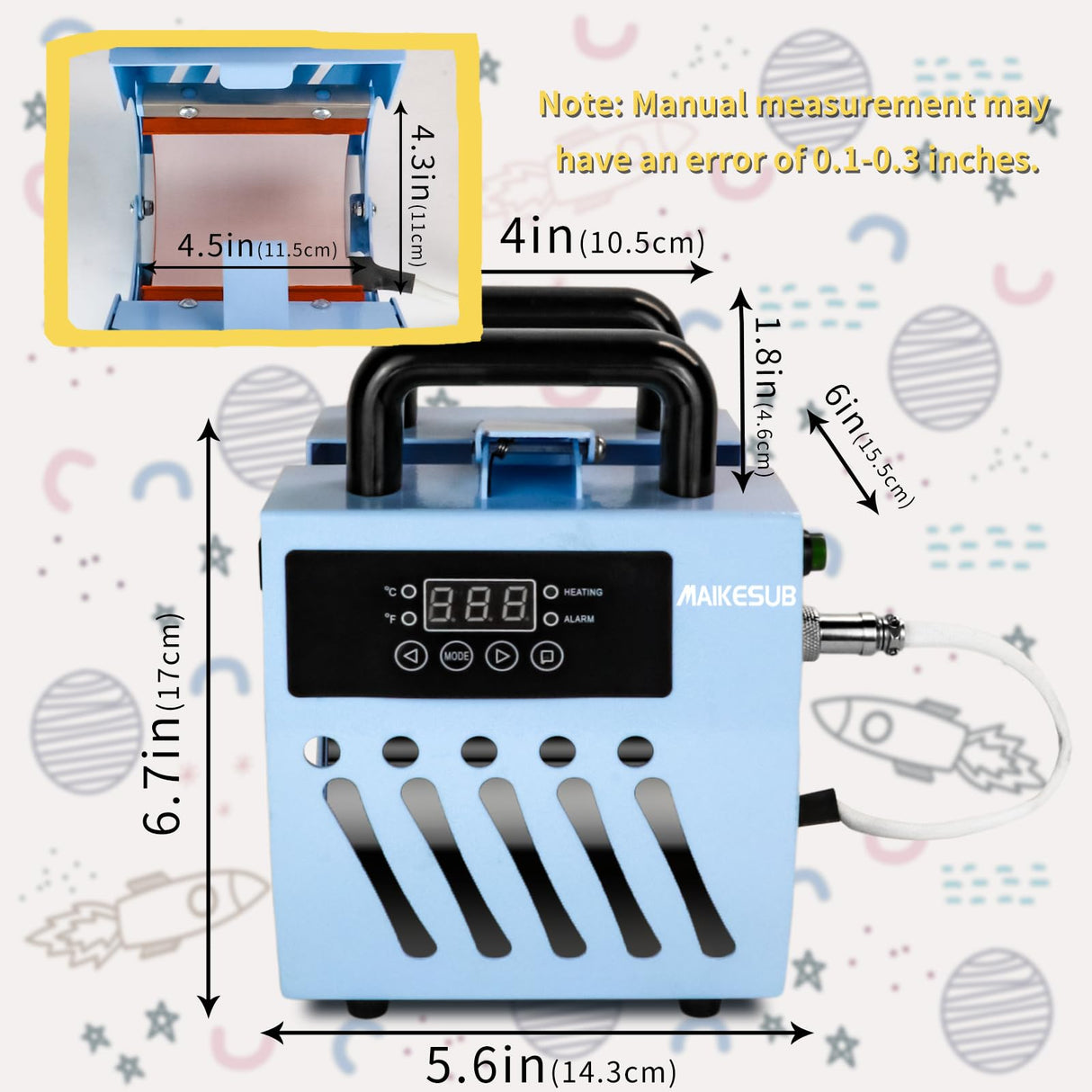 MAIKESUB Mug Press Upgrade Mug Heat Press Machine for 10oz-15oz Coffee Mugs 16oz Skinny Straight Cups, Handheld Lightweight Mug Press Sublimation Machine Cup Heat Press Mini Tumbler Press MAIKESUB
