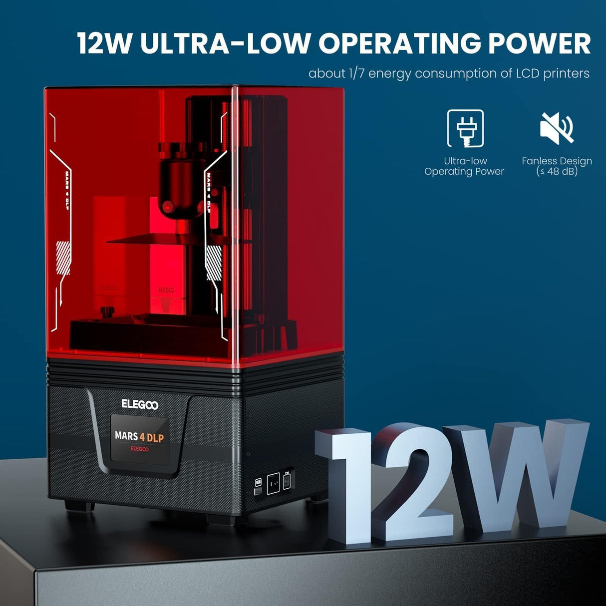 ELEGOO Mars 4 DLP 3D Printer, Desktop Resin 3D Printer with Ultra-Quiet Printing, 20000+ Hours Service Life, and Ultra-Low Operating Power, Printing Size of 5.22 x 2.94 x 5.9 inches ELEGOO