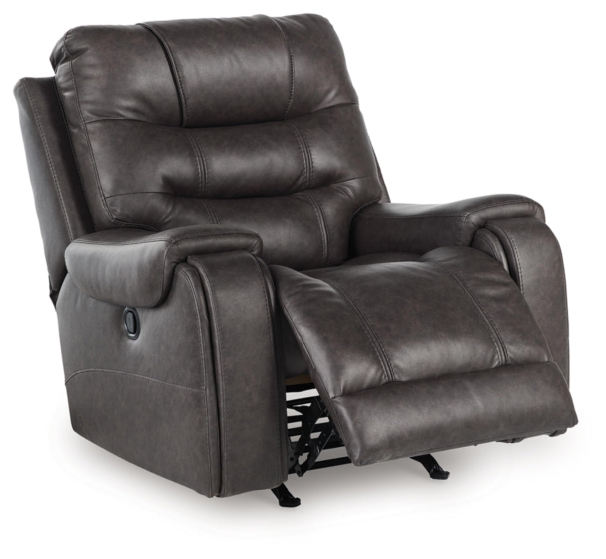 Signature Design by Ashley Trumble Modern Faux Leather Manual Rocker Recliner with Track Arms, Gray Signature Design by Ashley