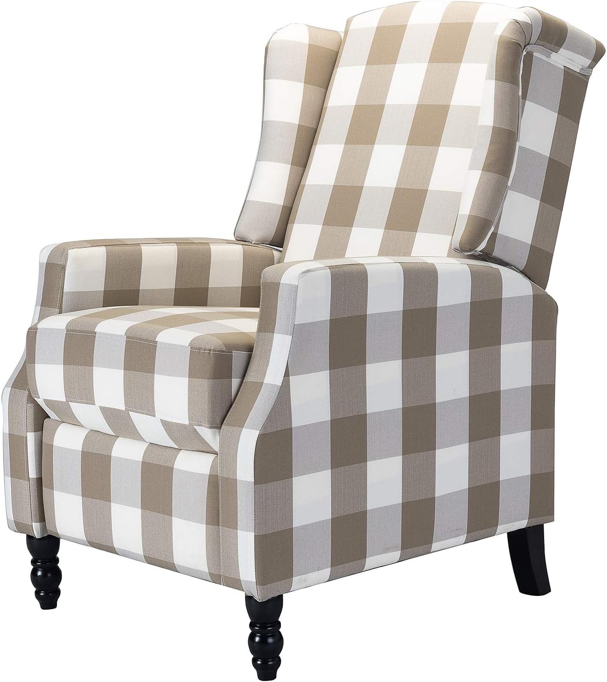 Upholstered Wingback Recliner Chair, Traditional Push Back Recliner Sofa, Mid Century Modern Lounge Armchair for Living Room, Home Theater Accent Chairs Recliners Couches (Beige) TINA'S HOME