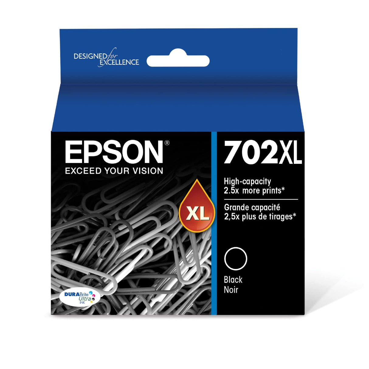 EPSON 702 DURABrite Ultra Ink High Capacity Black Cartridge (T702XL120-S) Works with WorkForce Pro WF-3720, WF-3730, WF-3733 Epson