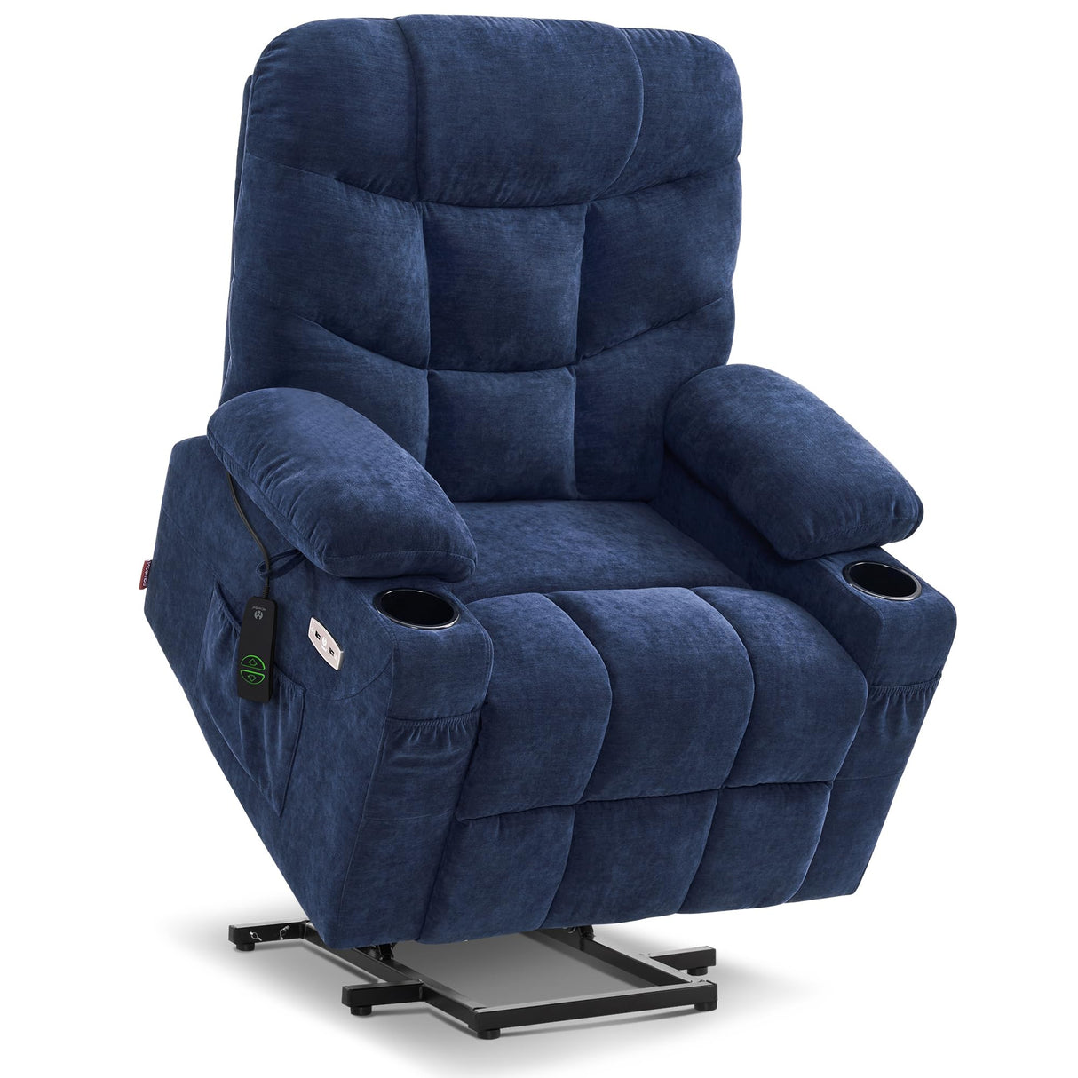 MCombo Power Lift Recliner Chair with Extended Footrest for Elderly People, Fabric 7287 (Navy Blue, Medium-Regular) MCombo
