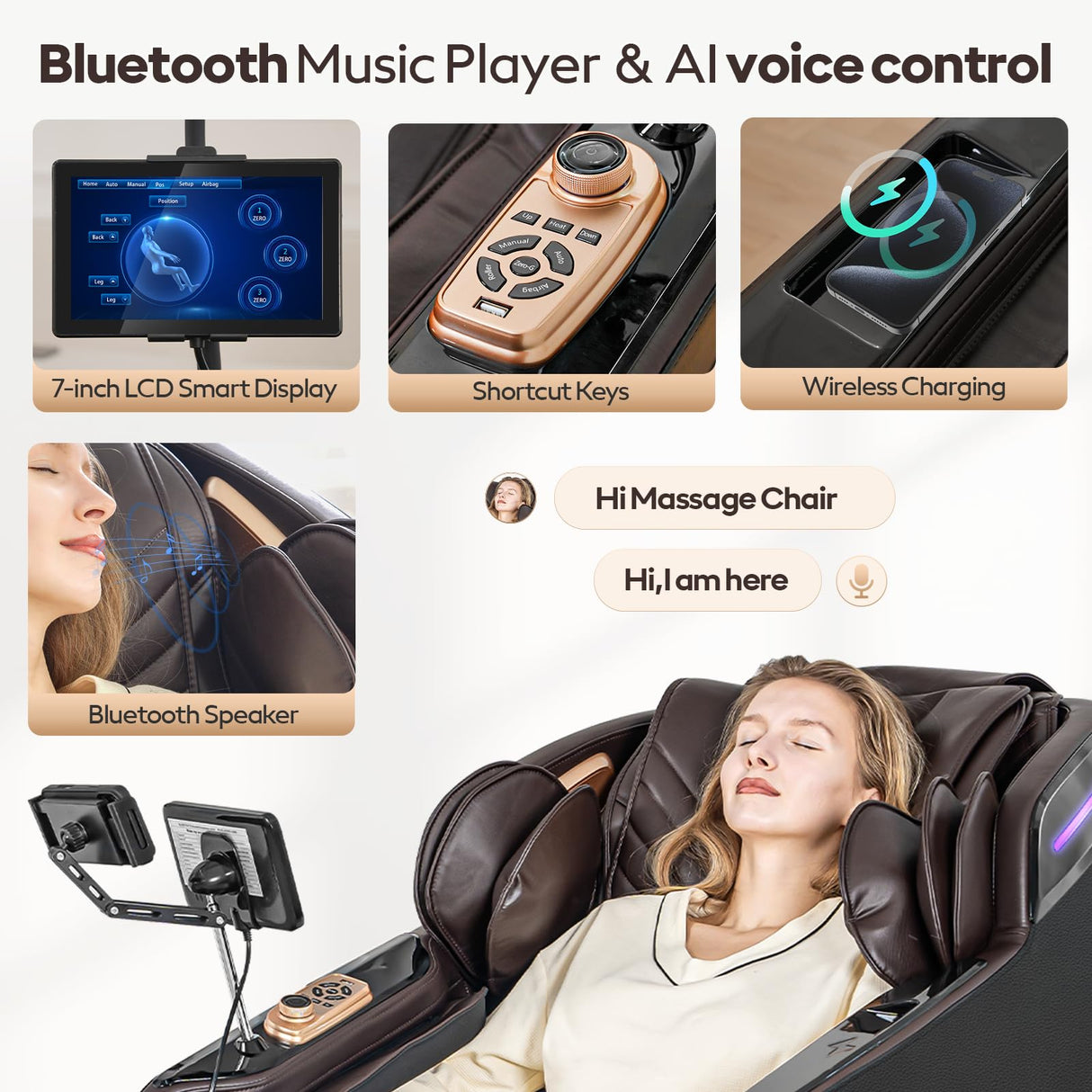 4D Massage Chairs Full Body,Zero Gravity SL-Track Shiatsu Massage Chair Recliner,Core Heating,20 Massage Techniques,Deep Yoga Stretch,Foot Rollers, Ai Voice,Touch Screen,Wireless Charging armali
