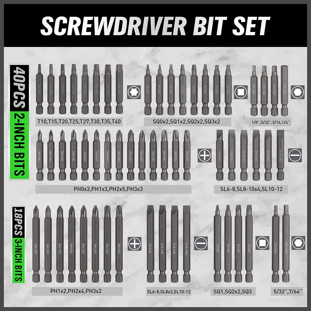 SWANLAKE 232PCS Ultimate Screwdriver Bit Set,Chrome Vanadium Steel Driver Bit Set, Includes Security Bits,Nut Driver, Ratchet Wrench and Bits Holder SWANLAKE GARDEN TOOLS