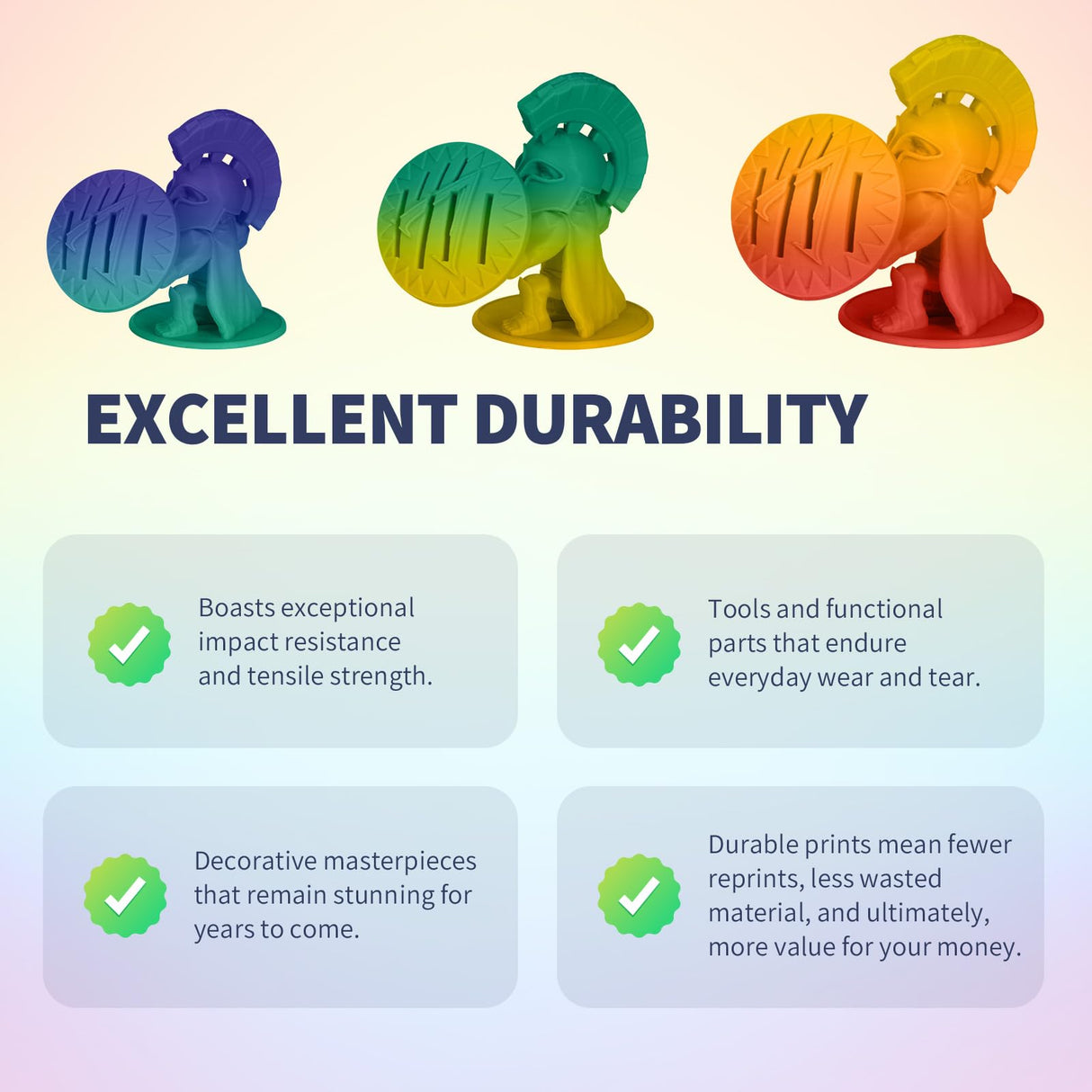 OVERTURE PLA Plus (PLA+) Filament 1.75mm, Stronger & More Durable, Professional Toughness 3D Printer Filament 1kg (2.2lbs), High Precision +/- 0.02mm, Tangle-Free (Sunset Rainbow) OVERTURE