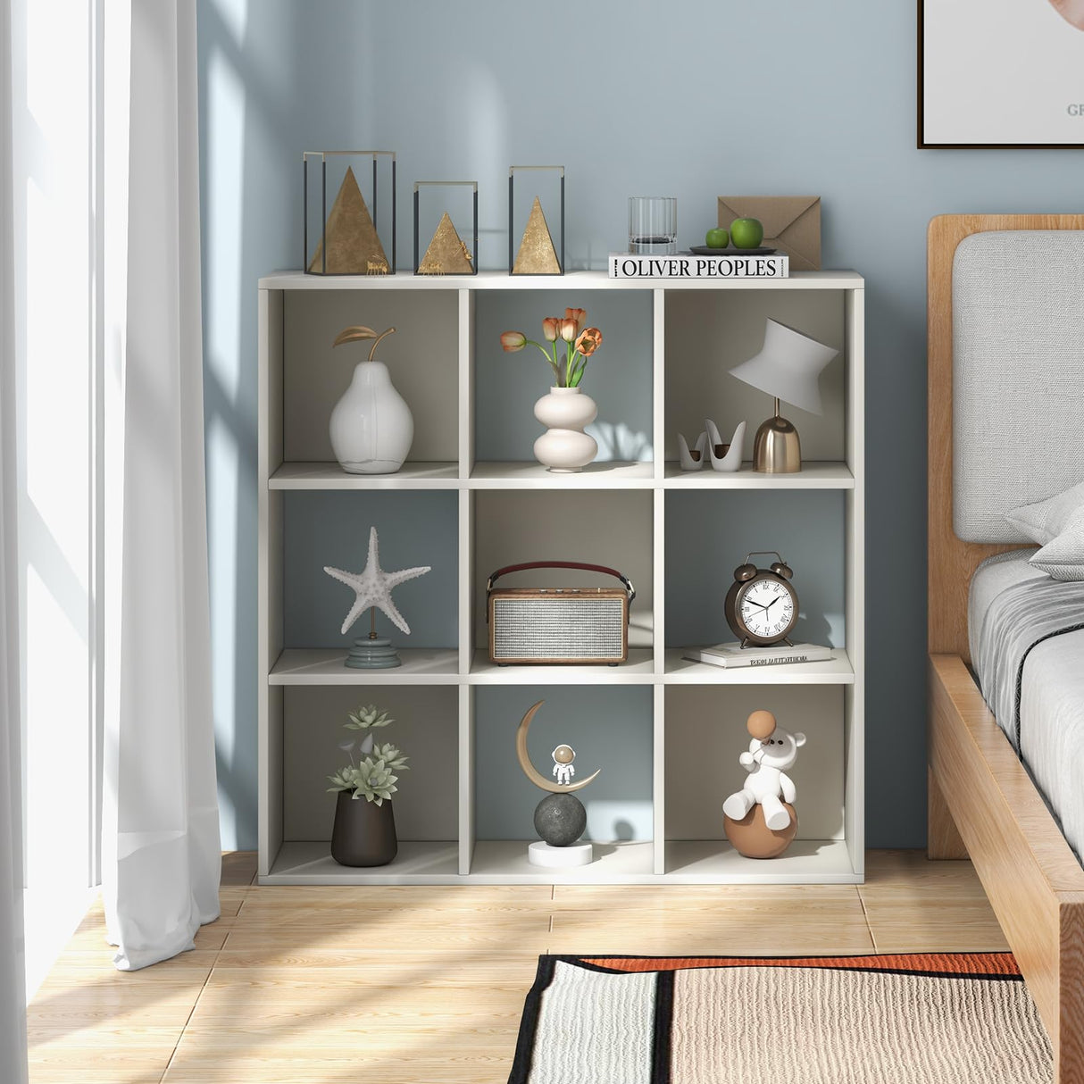 Tangkula Modern 9-Cube Wooden Bookshelf with Anti-Tipping Kits - Stylish Open Storage for Living Spaces Tangkula