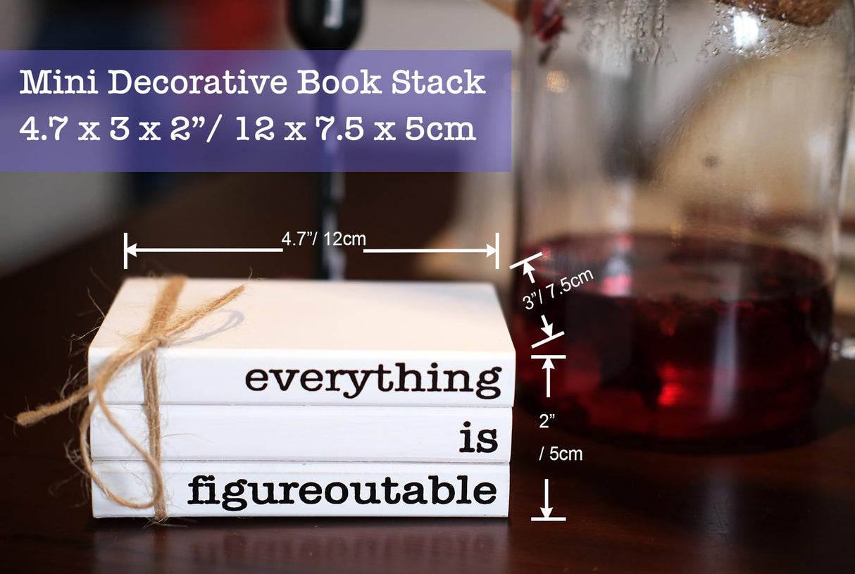 RUKEJUNE Farmhouse Motivational Wooden Office Desk Decor, Cute Decorative Books for Shelf Decoration, Inspirational Gifts for Women Men - Everything is Figureoutable Sign RUKEJUNE