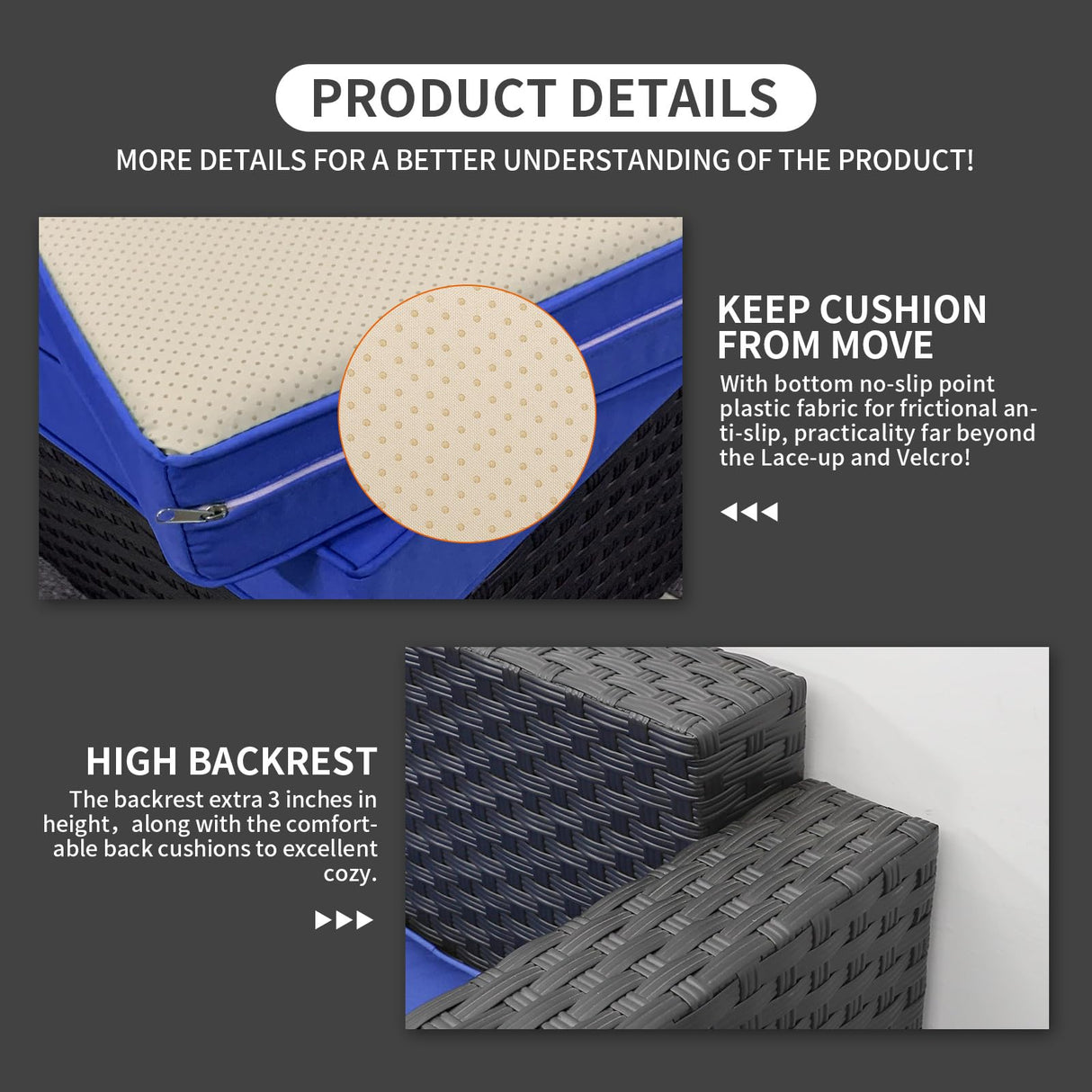 Rattaner Outdoor Patio Furniture 60000 BTU Outdoor Propane Fire Pit Table Patio Furniture Set 45" Outdoor Fire Pits 6 Pieces Patio Sofa Outdoor Chairs Anti-Slip Cushions Waterproof Covers, Royal Blue Rattaner