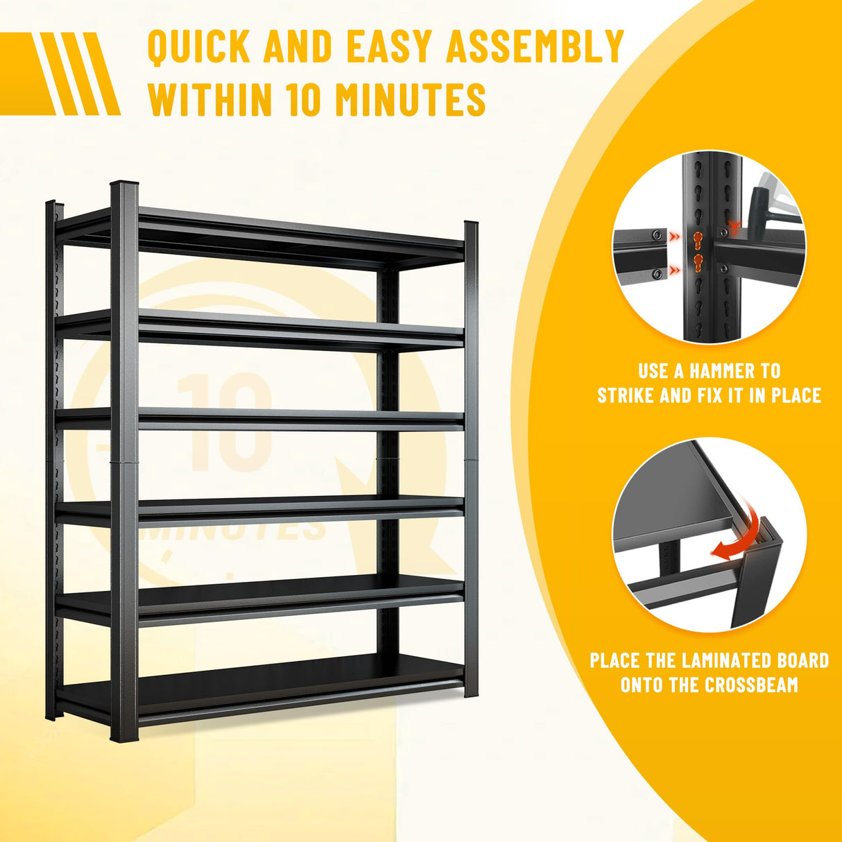 Hymnxemo 6-Tier Heavy Duty Shelves 3000lb Capacity, Adjustable Metal Garage Storage Rack for Basement Warehouse, Easy Assembly, Size 47.2''W×23.6''D×77''H Hymnxemo
