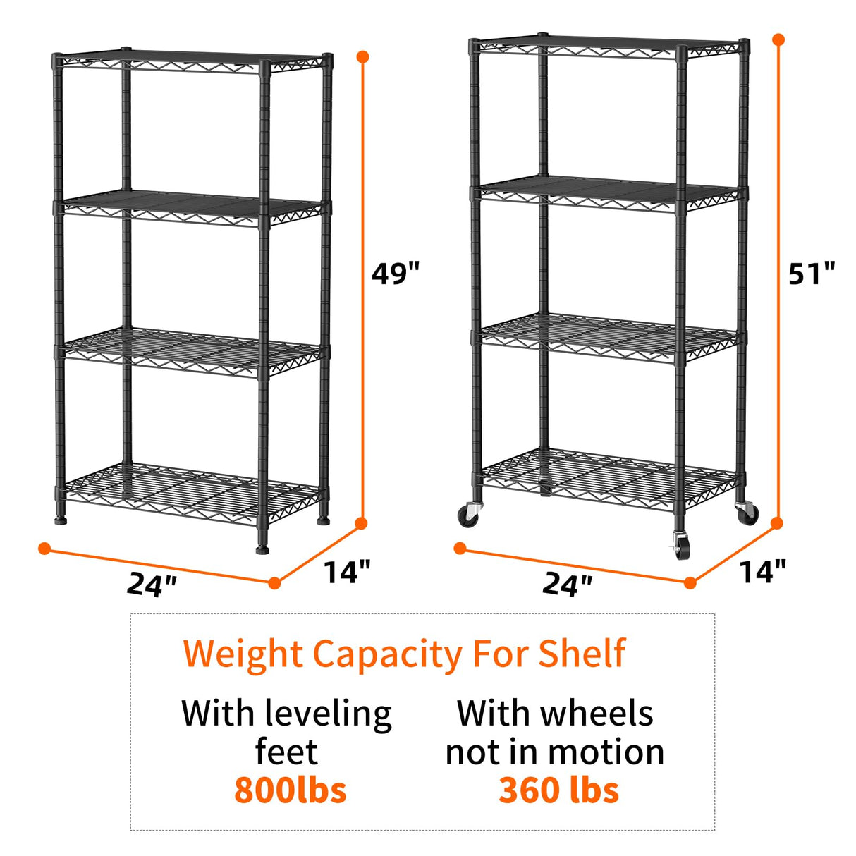 SINGAYE 4 Shelves Storage Shelf Wire Closet Bathroom Organizers Metal Pantry Kitchen Garage Shelving Unit Laundry Room Organization Home Rack Net Basket Black with Wheels SINGAYE
