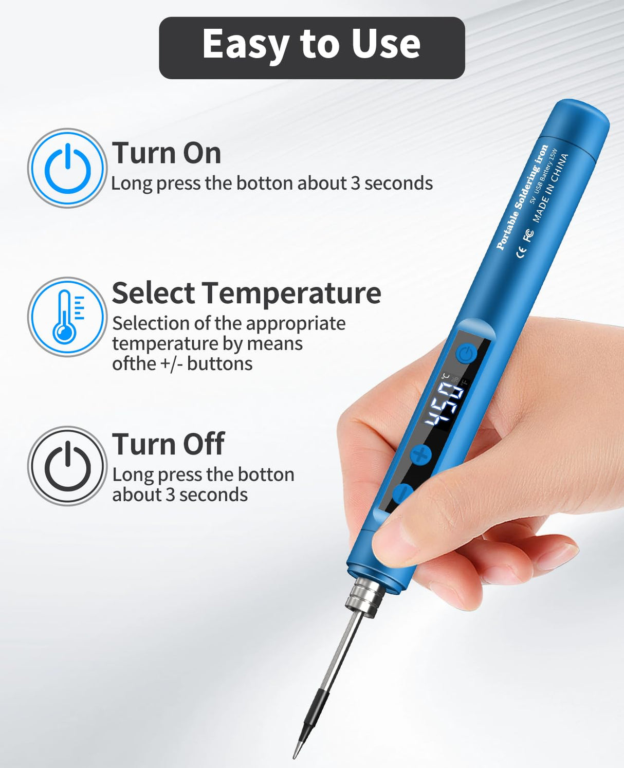 Cordless Soldering Iron Kit - 1100mAh USB Rechargeable Portable Cordless Soldering Gun - LCD Digital Adjustable Temperature Thermostatic for Home Appliance Repair, DIY Qyvorae