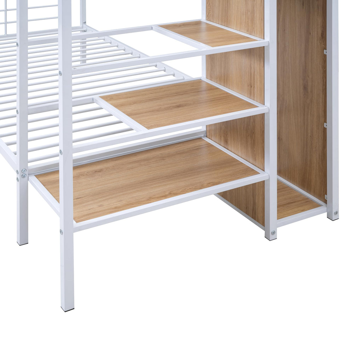 Harper & Bright Designs Metal Bunk Bed with Stairs and Wardrobe, Twin Over Twin Bunk Bed Frame with Storage Ladder, for Kids Teens Adults, White Harper & Bright Designs