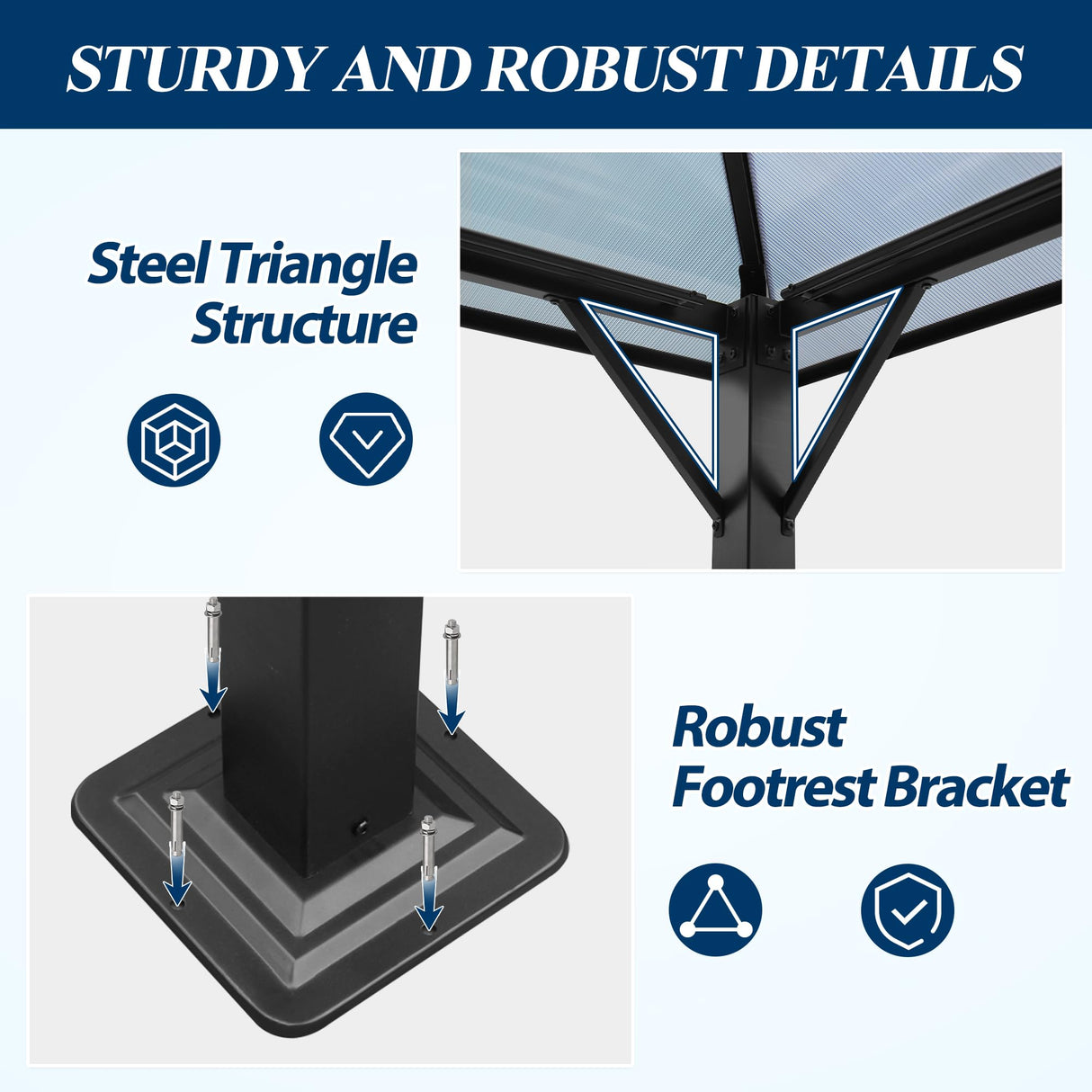 COVERONICS 10FT x 10FT Patio Polycarbonate Hardtop Gazebo with Steel Frame - Outdoor Translucent Roof Gazebo with Breathable Netting & Shaded Curtains for Porch, Lawn, Garden, Backyard, Poolside COVERONICS