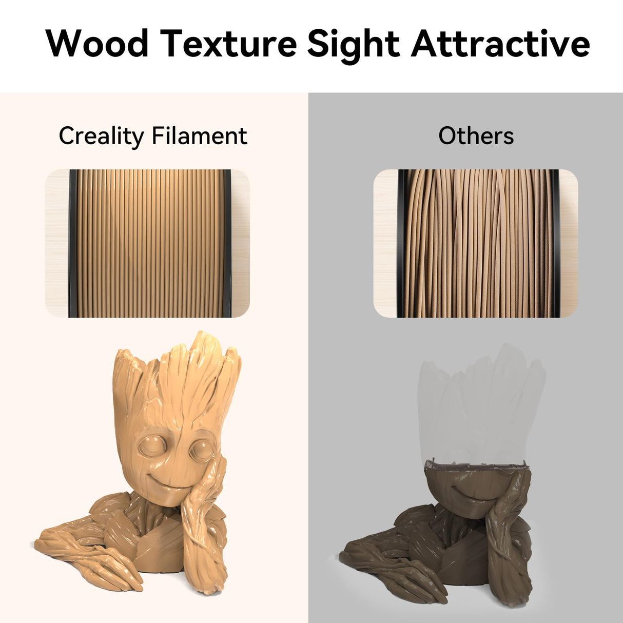 Creality Wood PLA Filament, 3D Printing PLA Filament 1.75mm, Dimensional Accuracy +/- 0.03mm, Warp-Free and Clog-Free, 1KG Spool (2.2 lbs), Fit for 99% 3D Printers Creality
