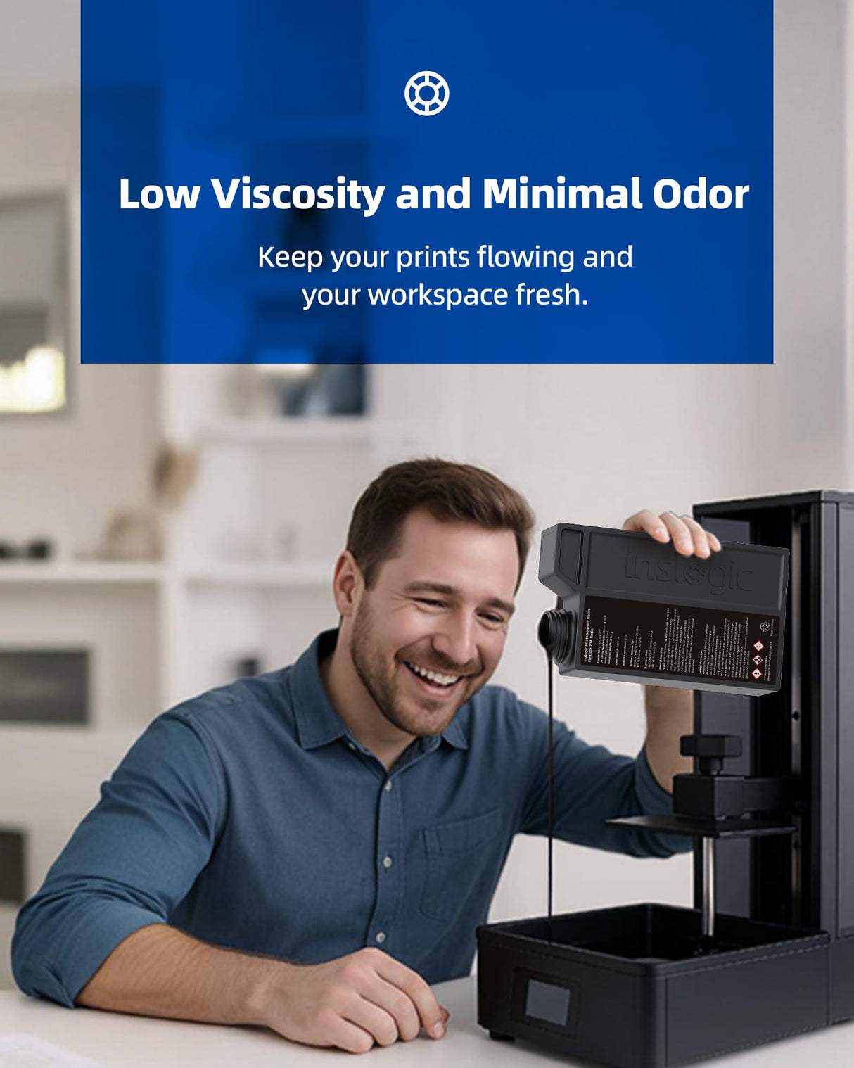 Inslogic Flexible 70A Resin 3D Printer Resin, 1KG 3D Printing Resin for Printing Soft and Flexible Items, Bendable and Not Brittle, Fast Curing 405nm UV Photopolymer Resin, 1KG Black Inslogic