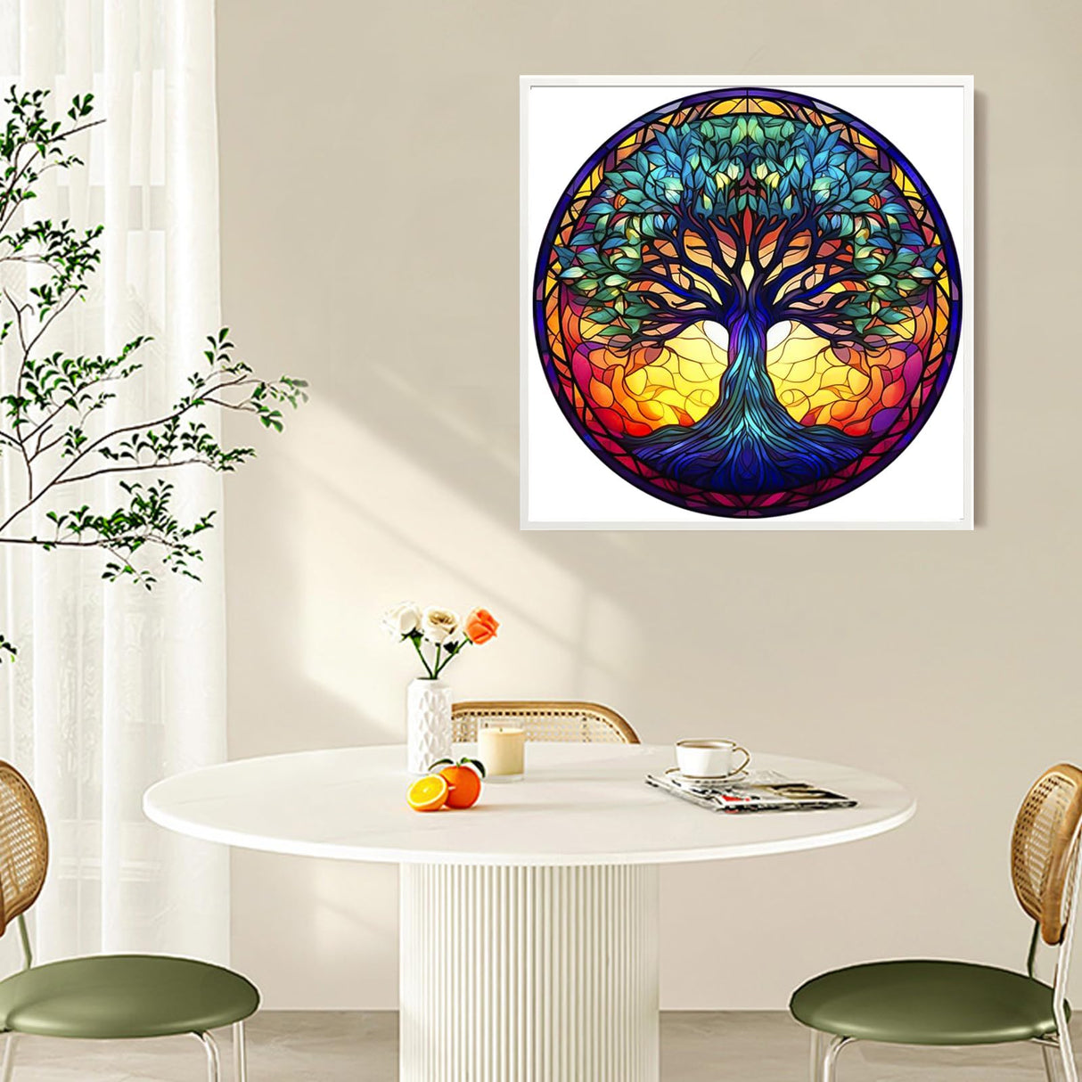 Fountor Tree of Life Diamond Art Kits for Adults - Stained Glass Diamond Painting Kits for Adults Beginners, DIY 5D Tree of Life Round Diamond Gem Art Kits for Gift Home Wall Decor 12x12inch Fountor