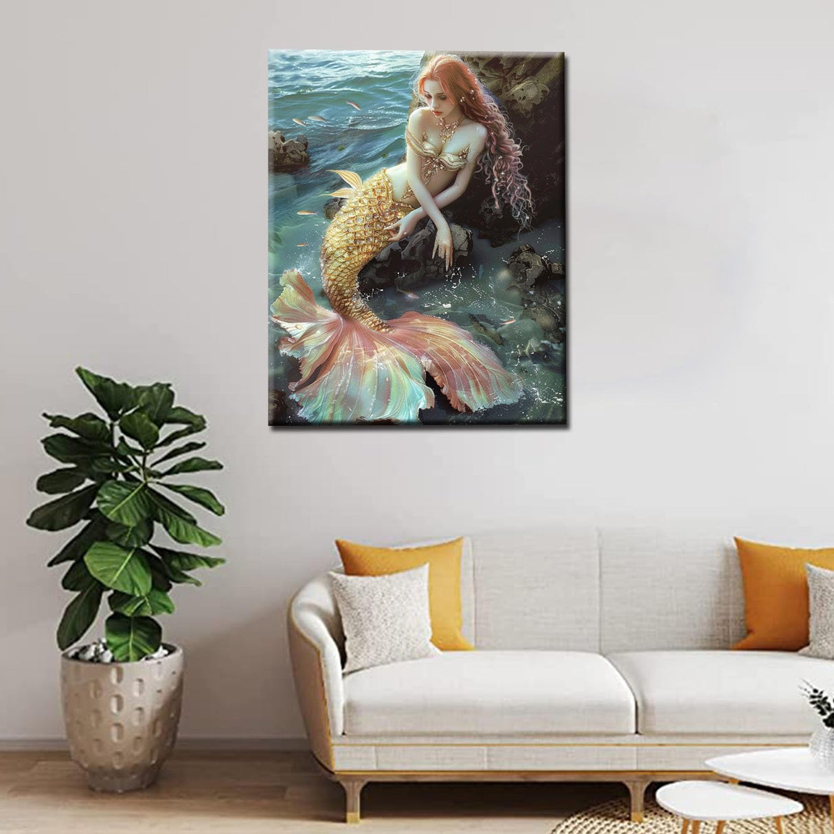 Tucocoo Lady Mermaid Paint by Numbers Kit for Beginner Ocean Princess Paint by Numbers Adult Mermaid Girl of The Sea Gift for Friends and Family Ideal Gift Choice 16x20 Inches (Without Frame) Tucocoo