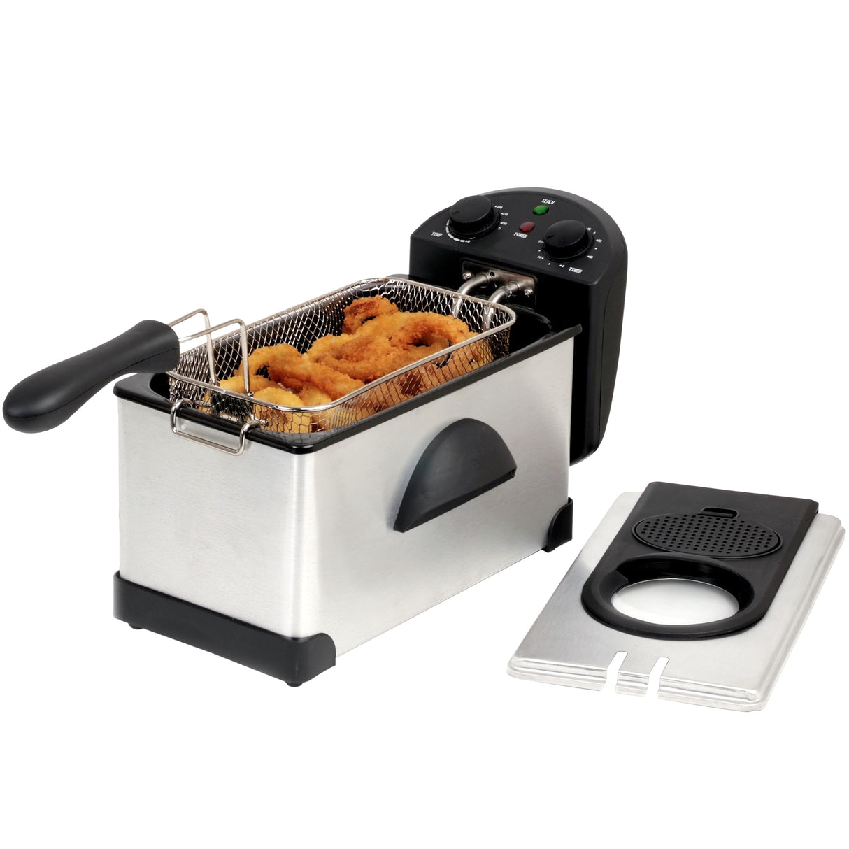 MegaChef Electric Oil Deep Fryer with Adjustable Temperature Control and Timer (3.17 Quart) Megachef
