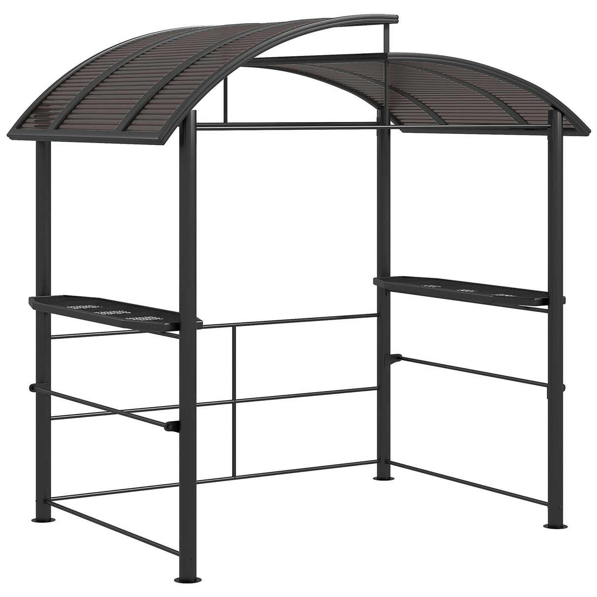 Outsunny 8' x 5' Grill Gazebo Shelter with Interlaced Vented Polycarbonate Roof, Outdoor BBQ Canopy with Side Shelves, Steel Frame for Garden, Patio, Backyard, Dark Gray Aosom