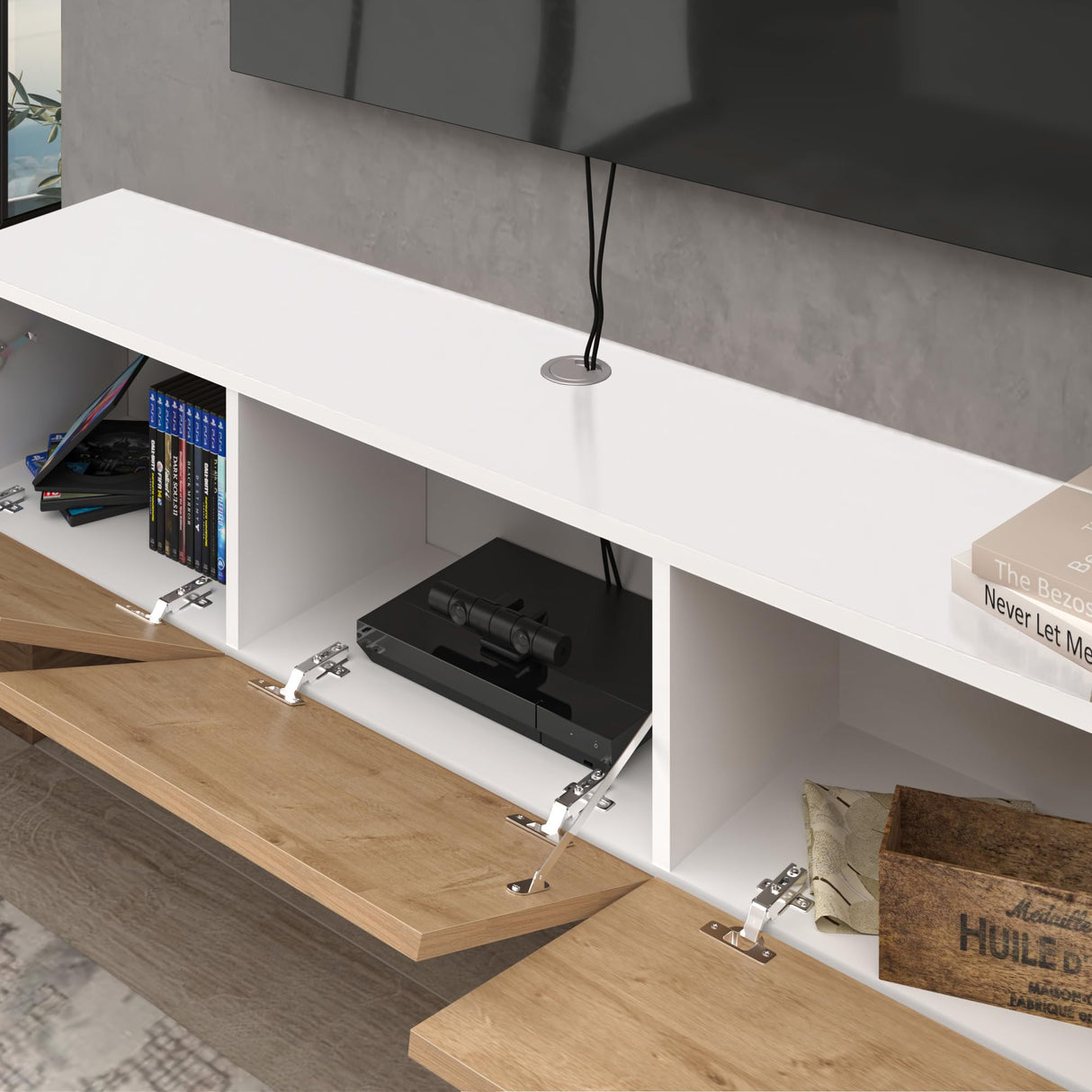 Atelier Mobili Floating TV Stand, TV Stand up to 75 Inch TV, Floating TV Stand Wall Mounted, Floating Entertainment Center, Floating Shelf for Under TV, Floating TV Console, Oak TV Stand ATELIER MOBILI THE LEADER OF THE INTERCHANGEABLE FURNITURE