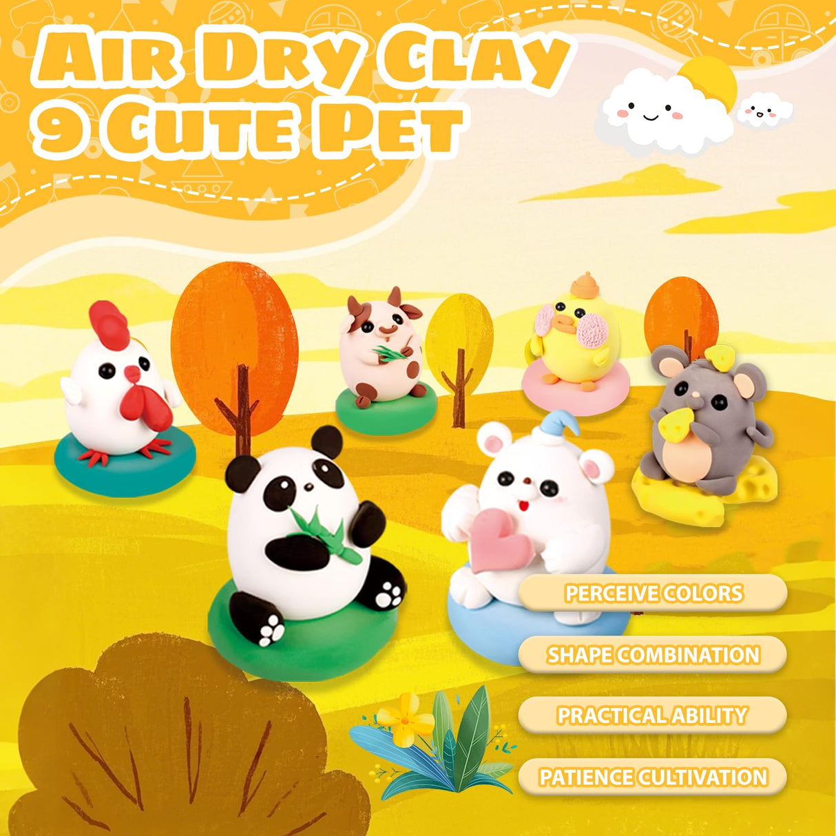Air Dry Clay Kits: 9 DIY Animal Clay Kit for Kids 3+, Child-Safe Modeling with Guides, Creative Birthday & Holiday Gift for Boy & Girl LITTCO