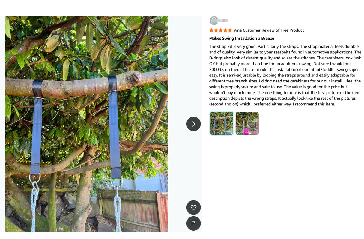Tree Swing Hanging Straps Kit 4Ft, Robust, Reliable, and Flexible - Supports up to 2000 lbs - Effortless Setup with Sturdy Carabiners - Ideal for Hammocks, Swings, and Beyond LIVEKOOQ