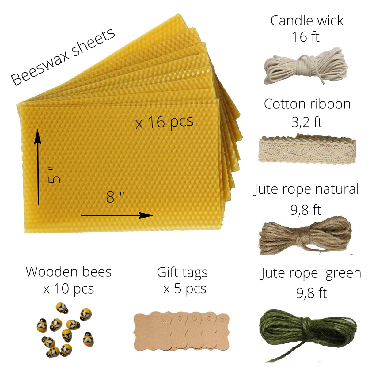 CraftersAvenue Beeswax Candle Making Kit - 16 Beeswax Sheets for Candle Making - Size 5 x 8 in - Make Your Own Rolled Candle - Candle Making Supplies - Beeswax Candle Making Set, yellow (16PBS) CraftersAvenue