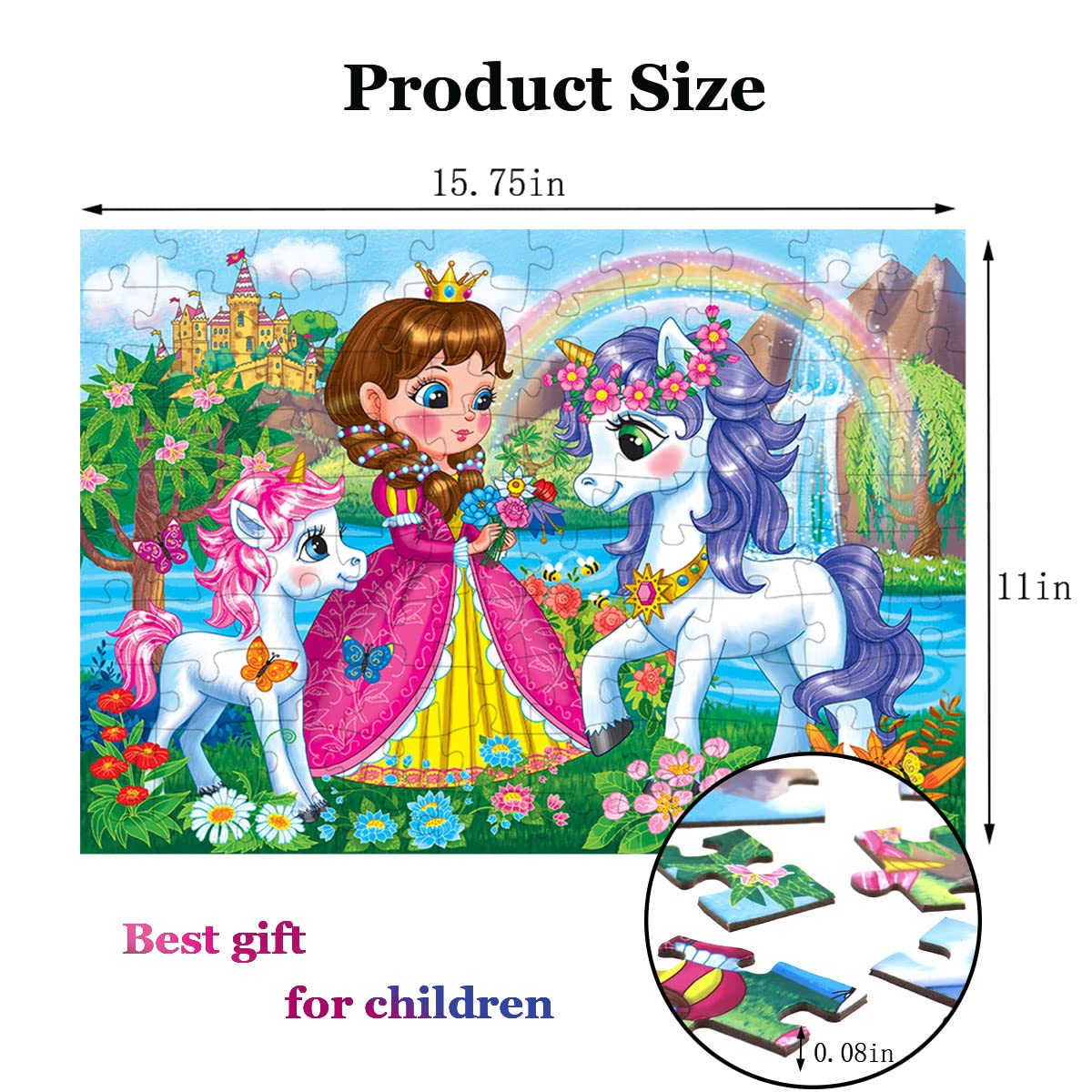 Puzzles for Kids Ages 4-8 Year Old - Princess & Unicorns,100 Piece Jigsaw Puzzle for Toddler Children Learning Educational Puzzles Toys RANSUNN