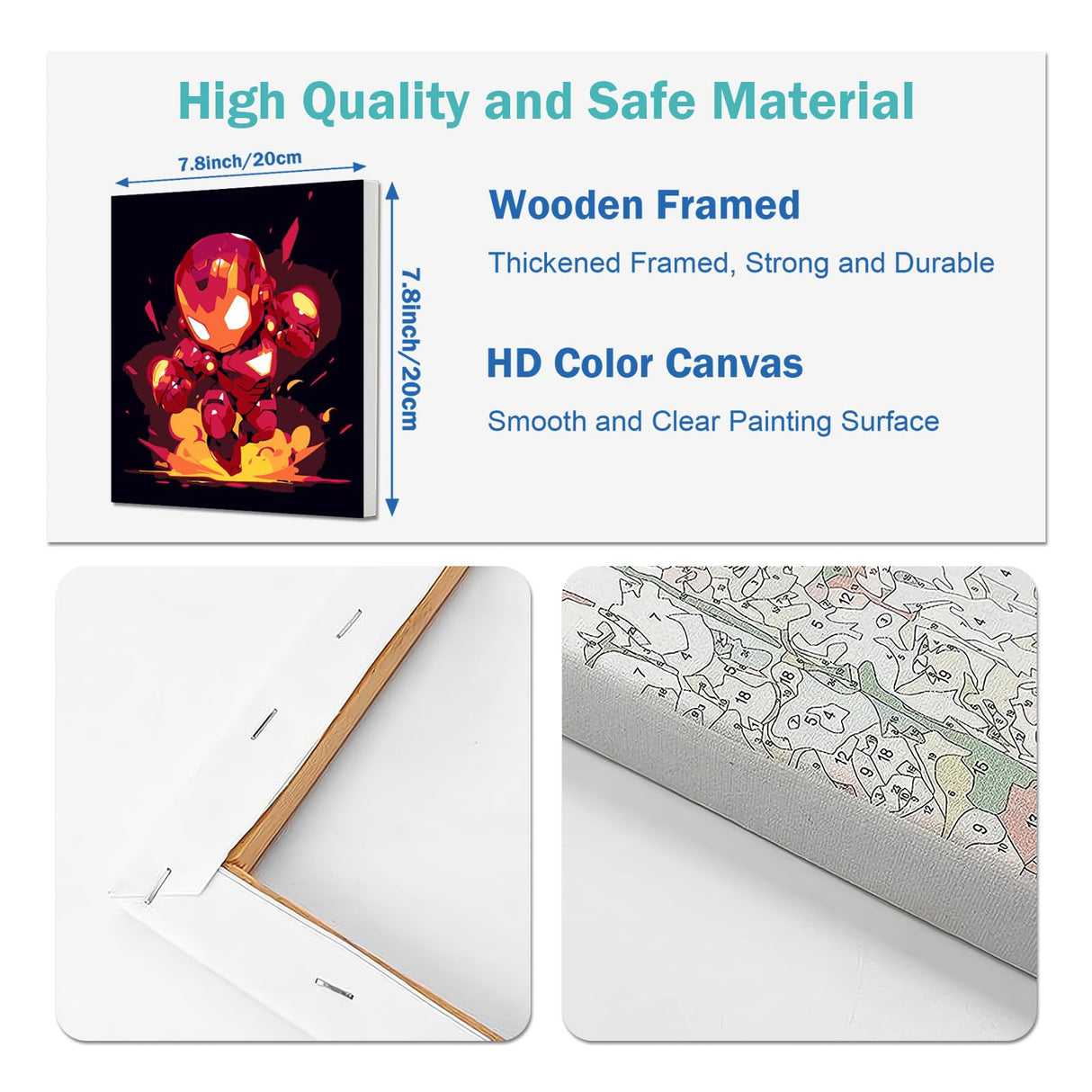 4 Pack Paint by Numbers Kit for Kids Paint by Number Kits Age 4-8 Painting Canvas for Kids Ages 8-12 Boys Framed Canvas Painting by Numbers Anime Drawing Kit Color by Numbers Kit for Kid 8x8 Inch AILIBUT