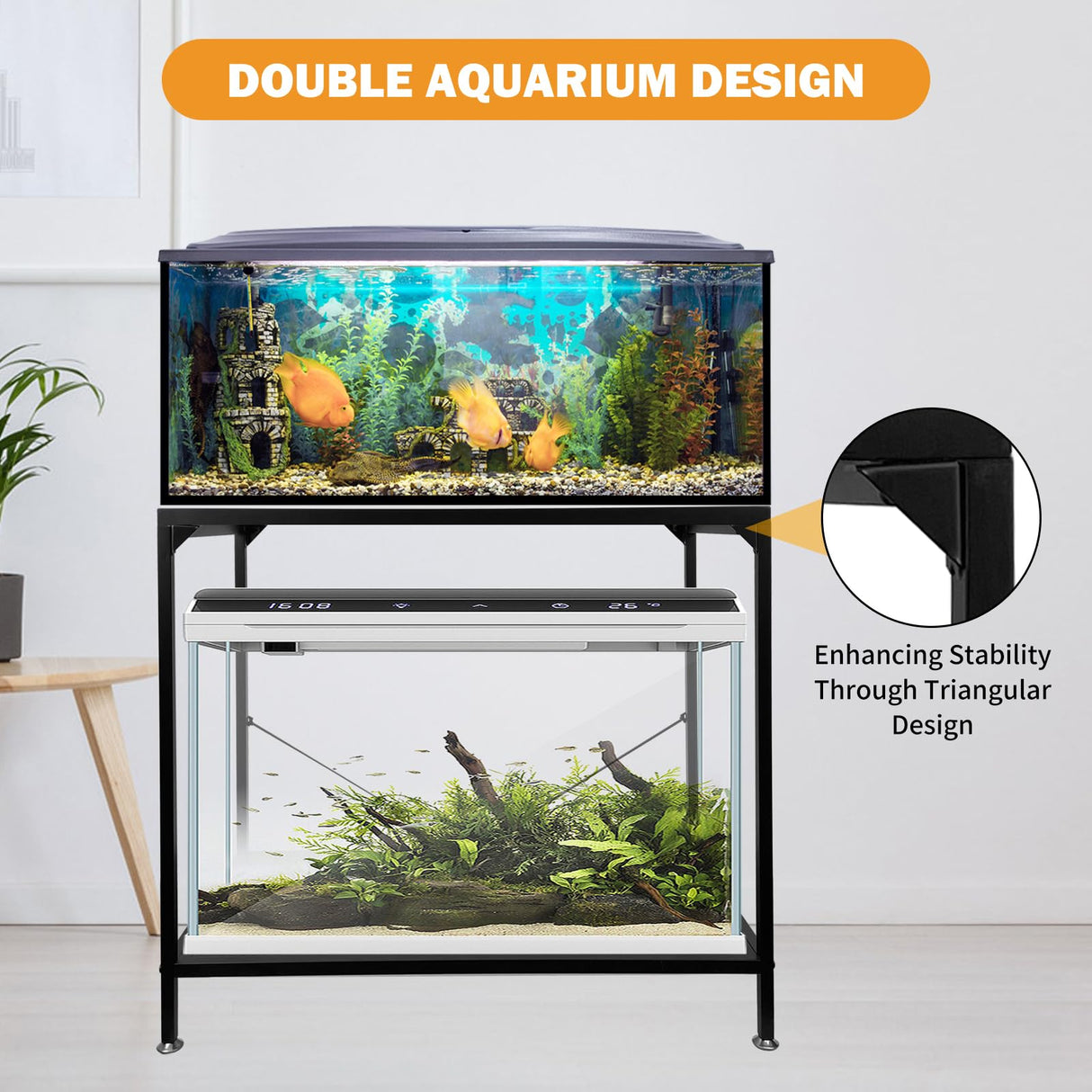 tongmo 40 Gallon Fish Tank Stand, 2 Stands Metal Aquarium Stand, Aquarium Turtle Tank (40 Gallon-Black) tongmo