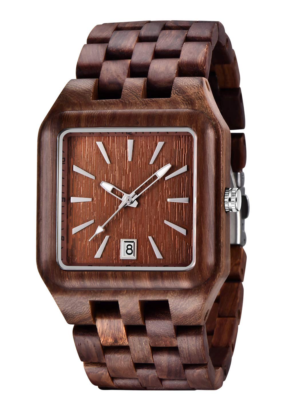 Dentily Wood Watch Men's Rectangle Dial Wooden Watches Quartz Movement Mens Watches… Dentily