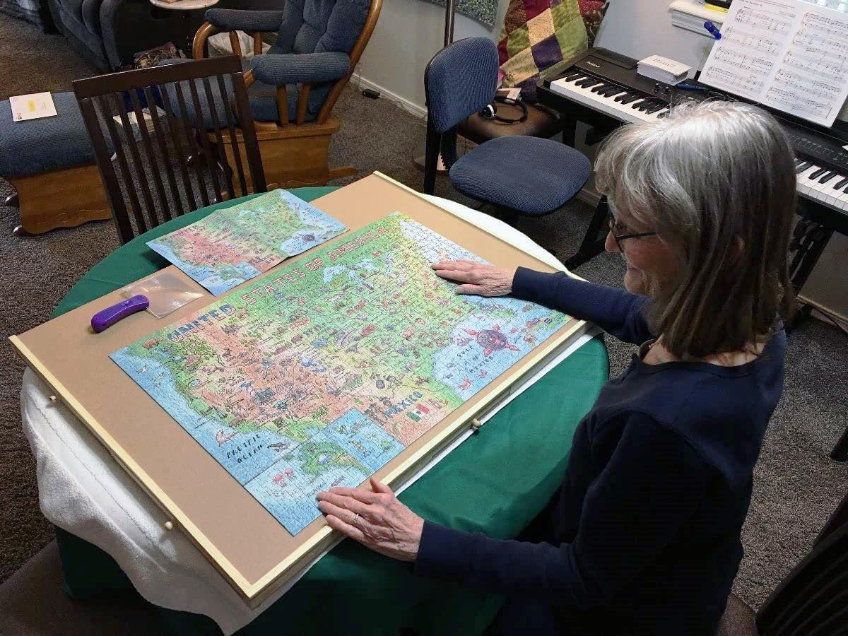 A2PLAY USA Map Puzzle 1000 Piece for Adults, United States of America, Patriotic Jigsaw Puzzle & Bonus Fact Poster, Premium Materials, 27.5 x 19.7 in A2PLAY