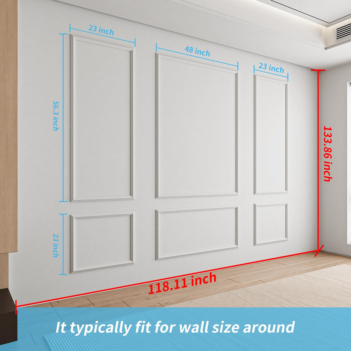 Art3d Pre-Cut Wall Molding Set of 6 pcs, Ready-to-Assemble Wainscoting Panels for Interior Wall Décor Living Room Bedroom Accent Wall - Installed with Glue, 3 Top 3 Bottom Art3d