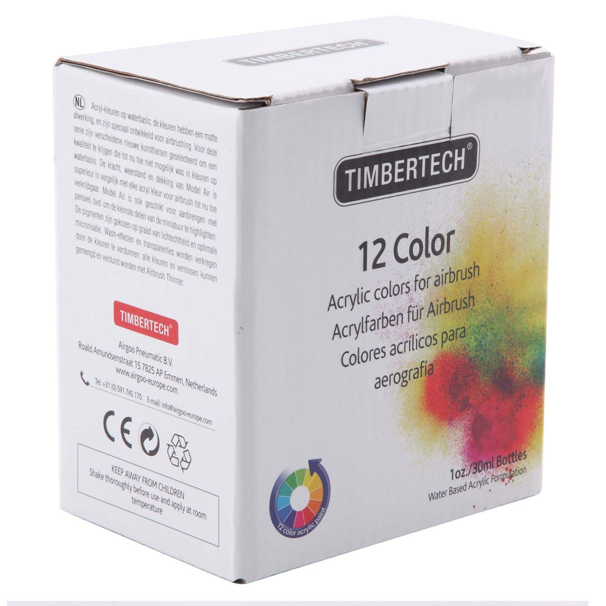 TIMBERTECH Professional Airbrush Paint, 12x30ml airbrush paint set of Acrylic Paint, Quick Drying Water Based, Rich Vivid Colors for Artists, Students, Beginners TIMBERTECH