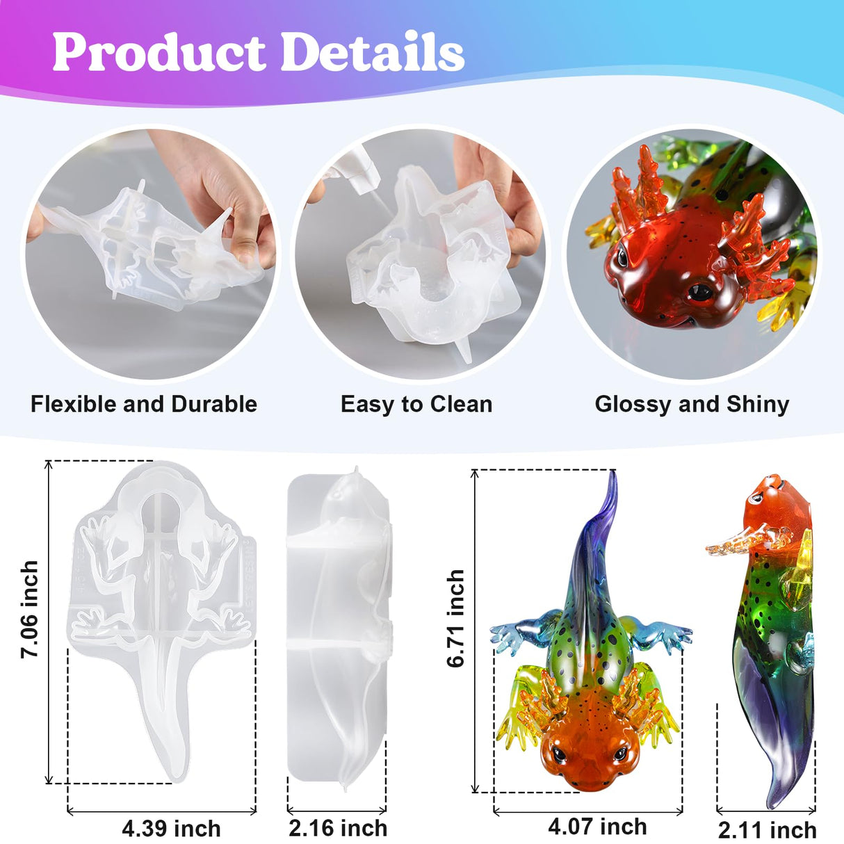 Let's Resin Large Axolotl Resin Molds Silicone, 3D Detailed Animal Silicone Molds, Flexible Effortless Demoldable Epoxy Resin Molds, Thickened Deep Epoxy Molds for Art Crafts, Gift, and Home Decor LET'S RESIN