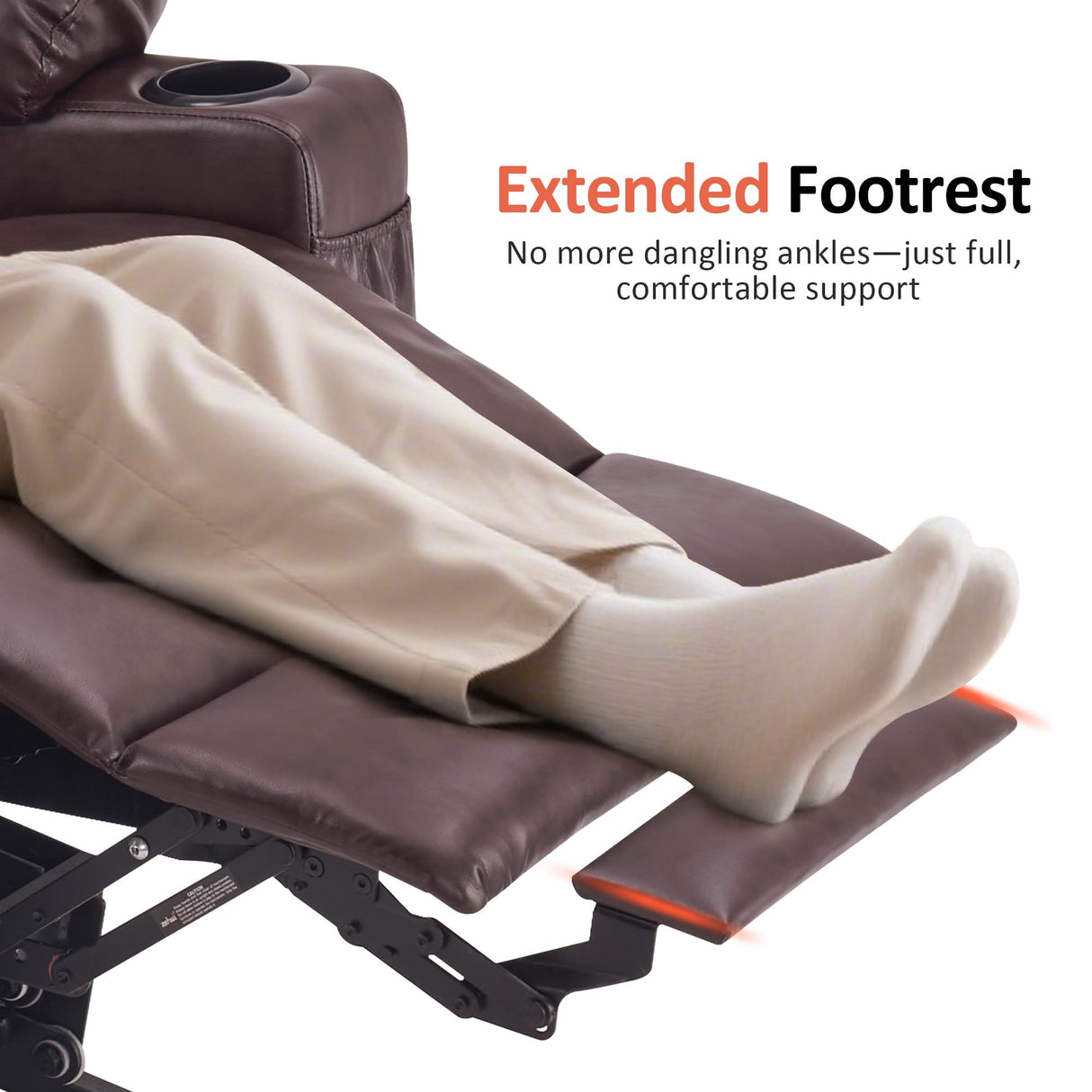 MCombo Large Power Lift Recliner Chair with Massage and Heat for Tall Elderly People, 3 Positions, Cup Holders, and USB Ports, Faux Leather 7516 (Large, Dark Brown) MCombo